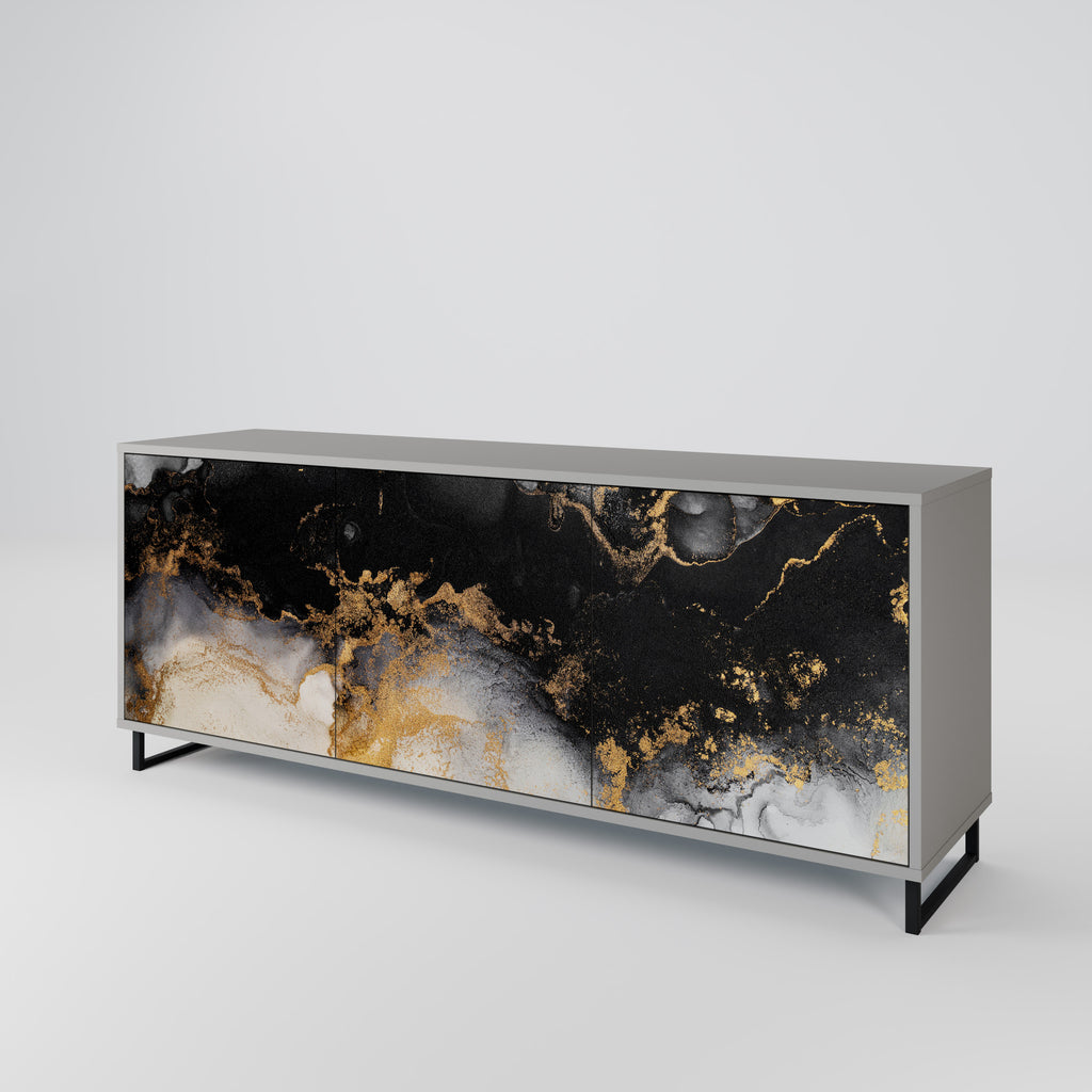 MARBLE OF TOMMORROW 3-Door Sideboard in Grey Finish