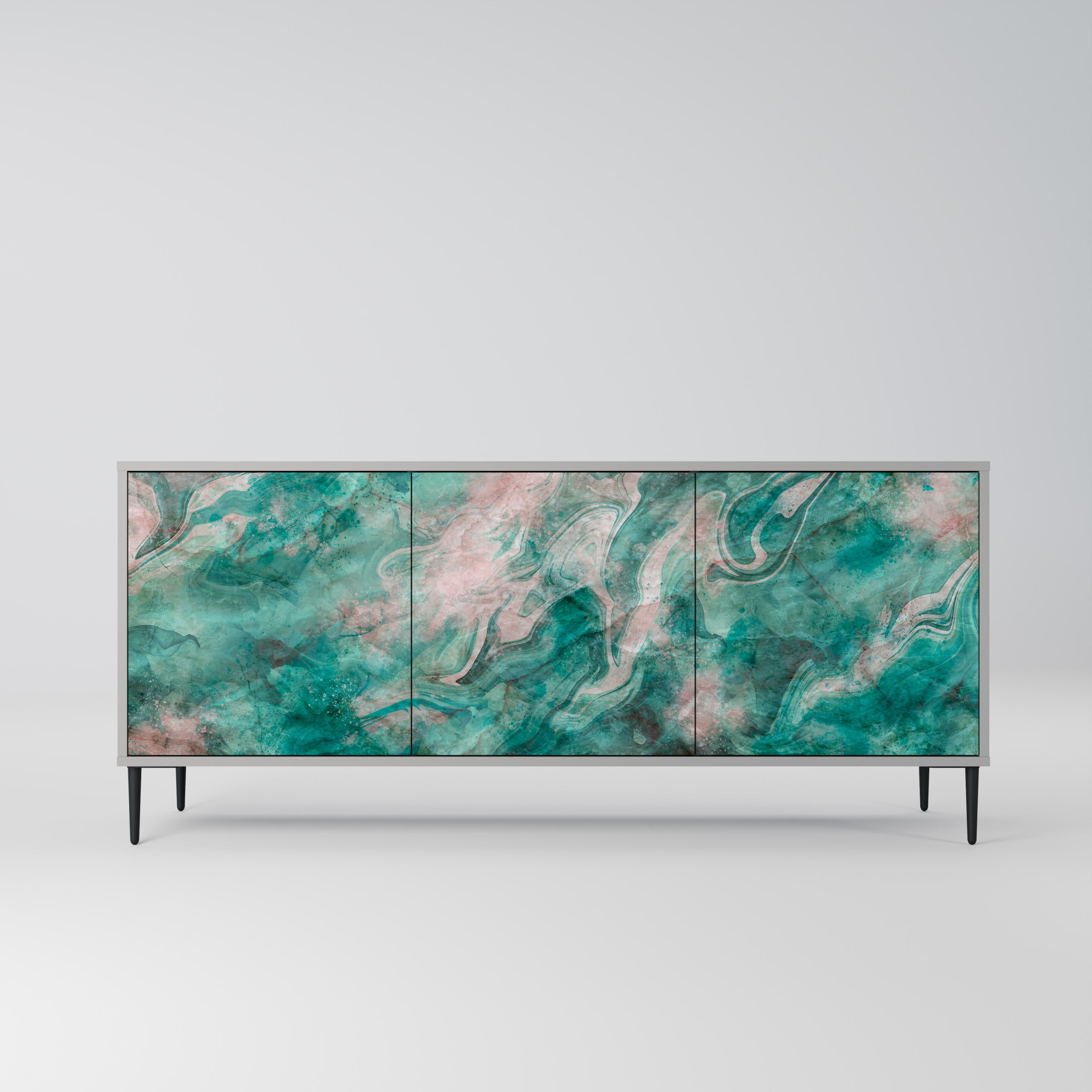 ABSTRACT ALCHEMY 3-Door Sideboard in Grey Finish