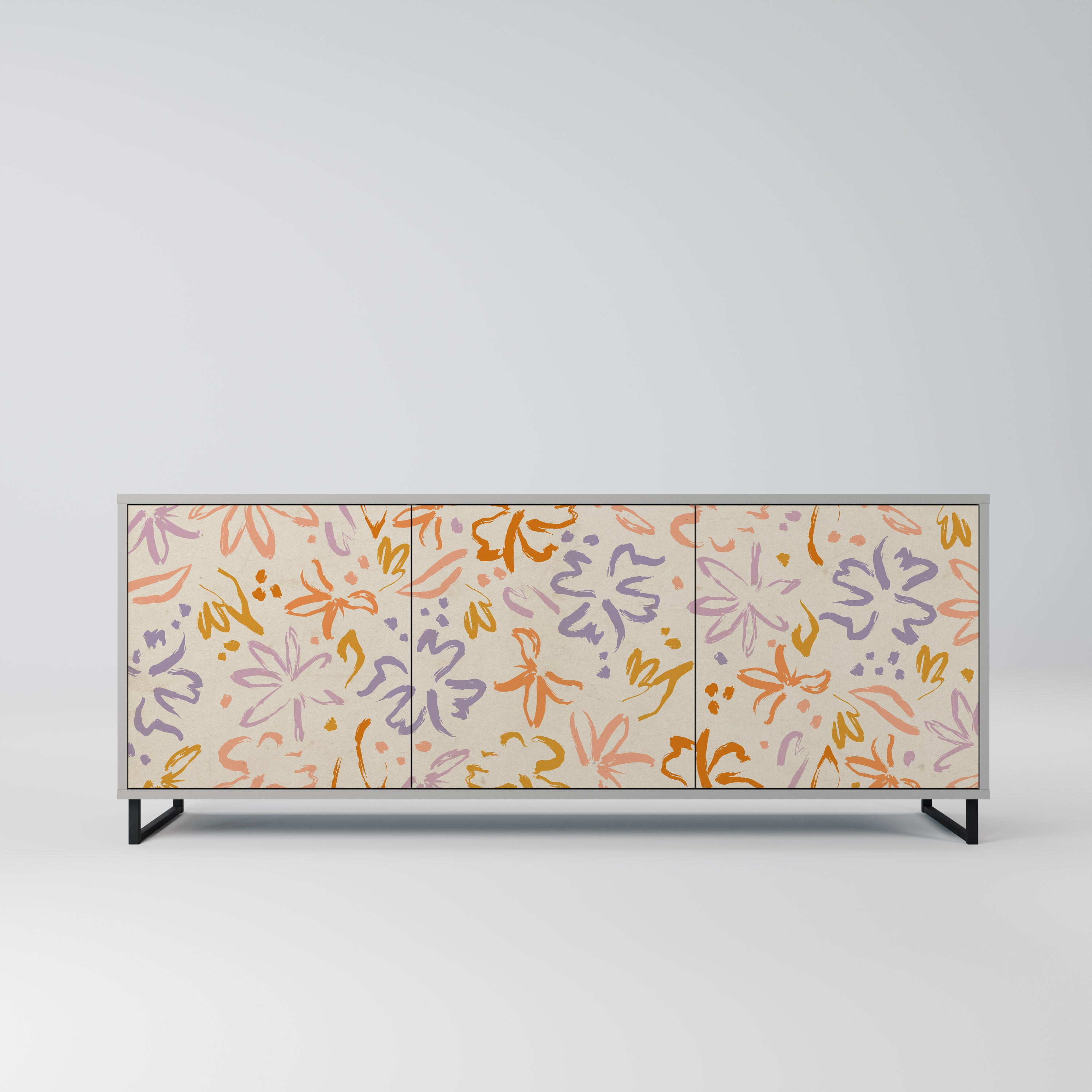 SPRING WHIMSY 3-Door Sideboard in Grey Finish
