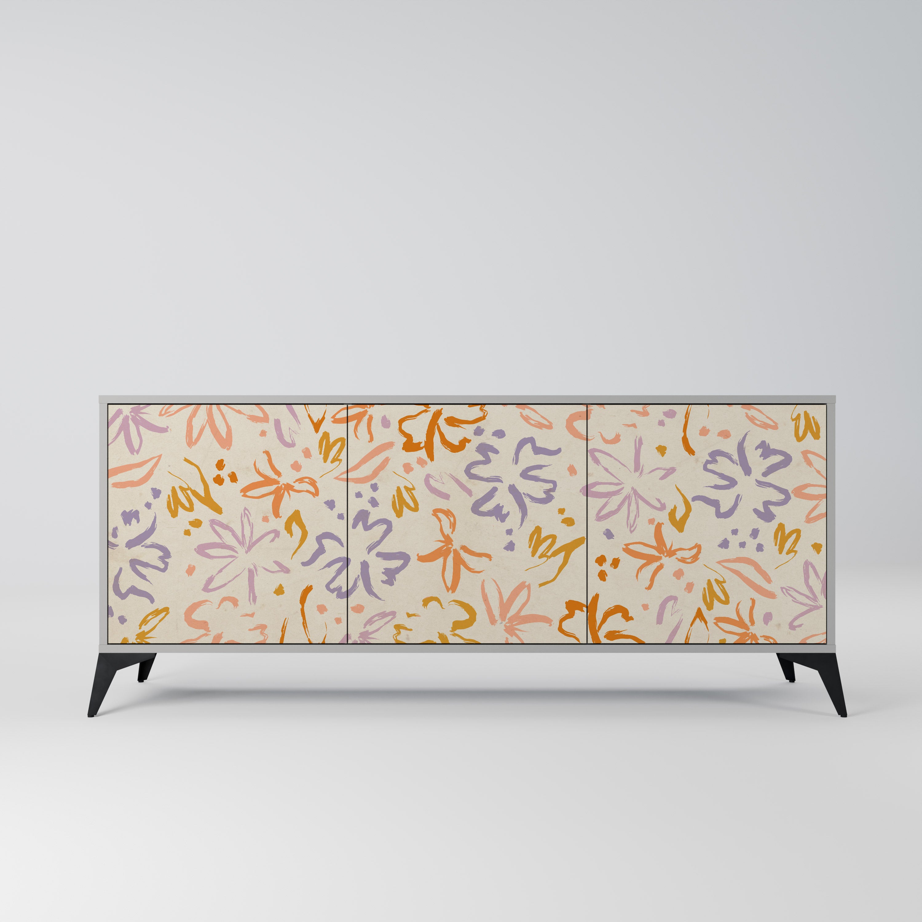 SPRING WHIMSY 3-Door Sideboard in Grey Finish
