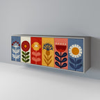 SCANDIC FLOWERET 3-Door Sideboard in Grey Finish