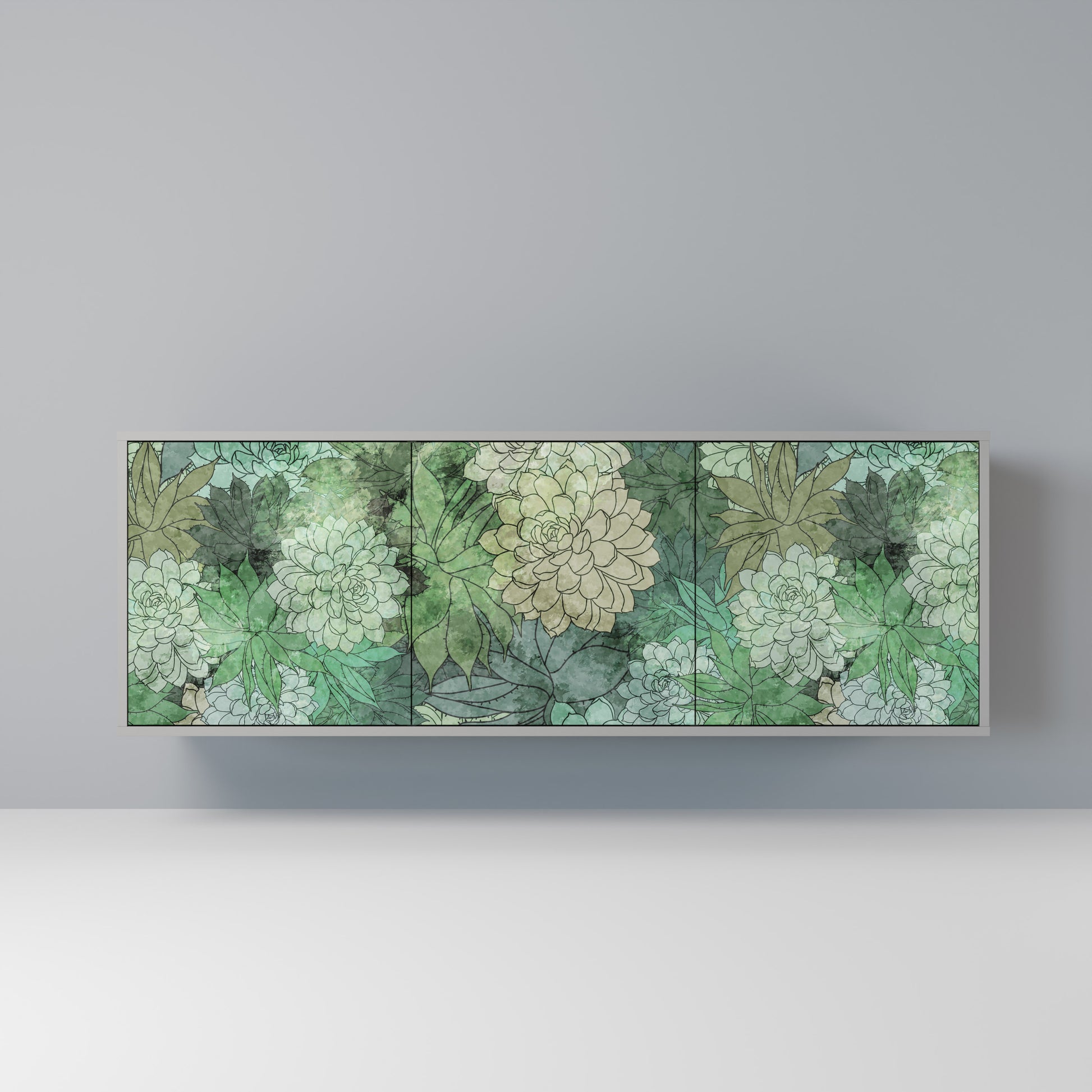 Aparador de 3 puertas SUCCULENT CLUSTER en acabado gris