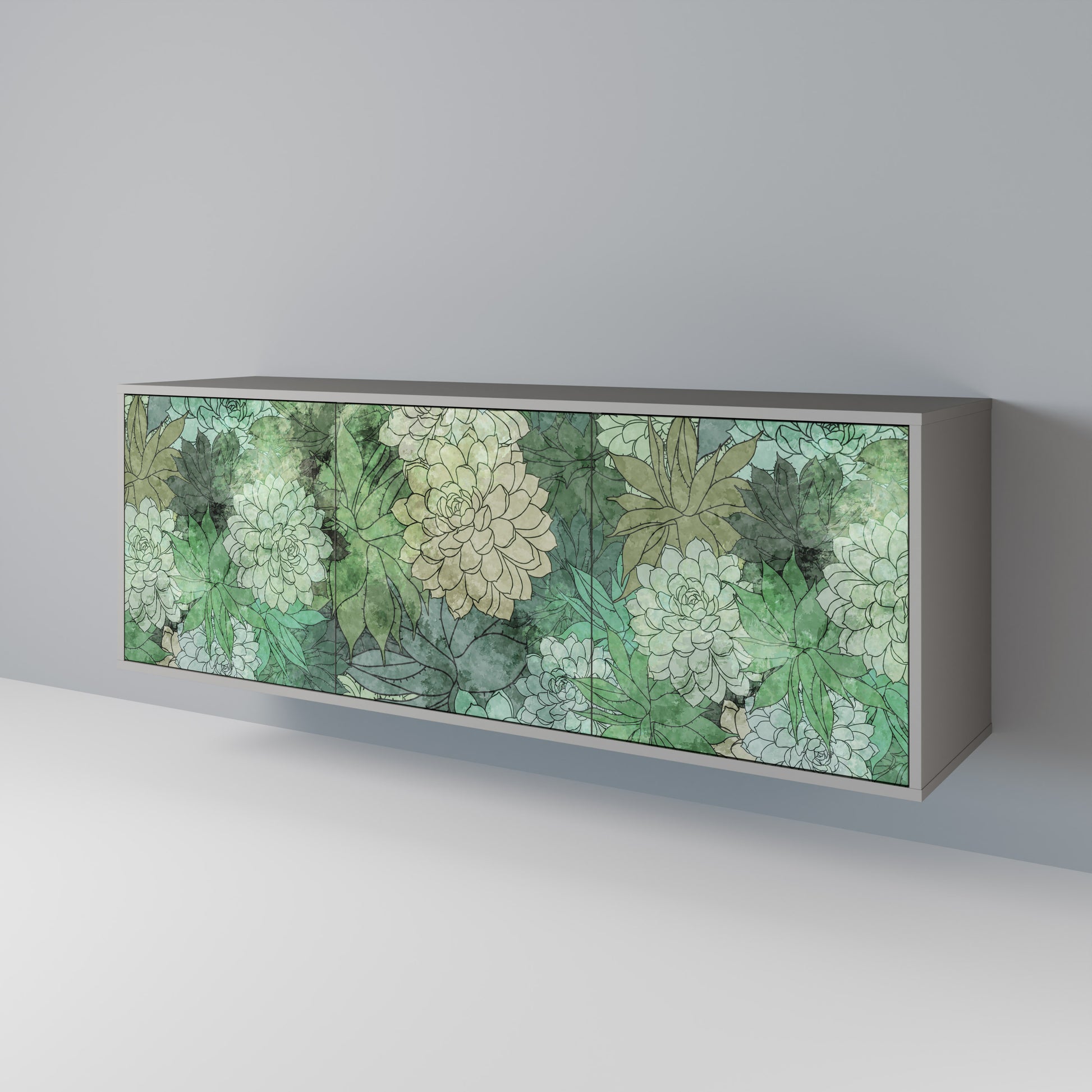 Aparador de 3 puertas SUCCULENT CLUSTER en acabado gris