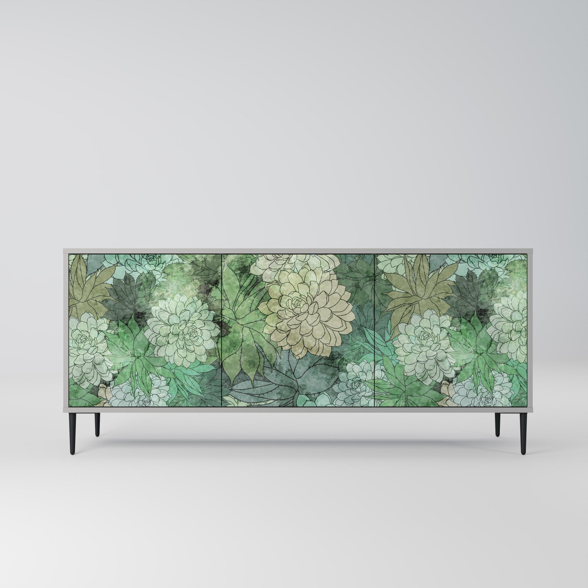 Aparador de 3 puertas SUCCULENT CLUSTER en acabado gris