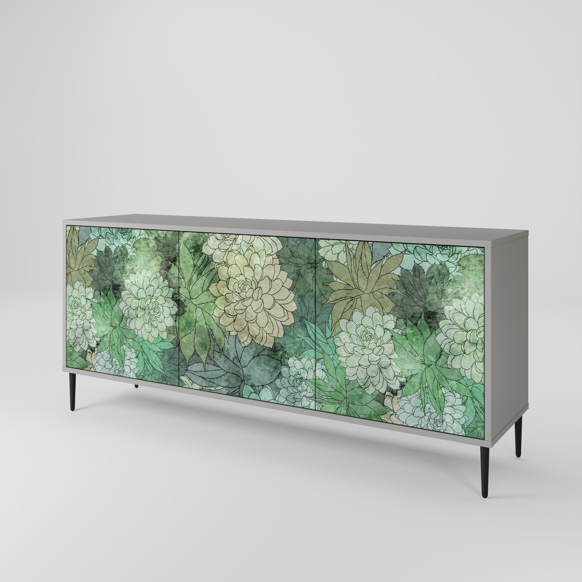 Aparador de 3 puertas SUCCULENT CLUSTER en acabado gris