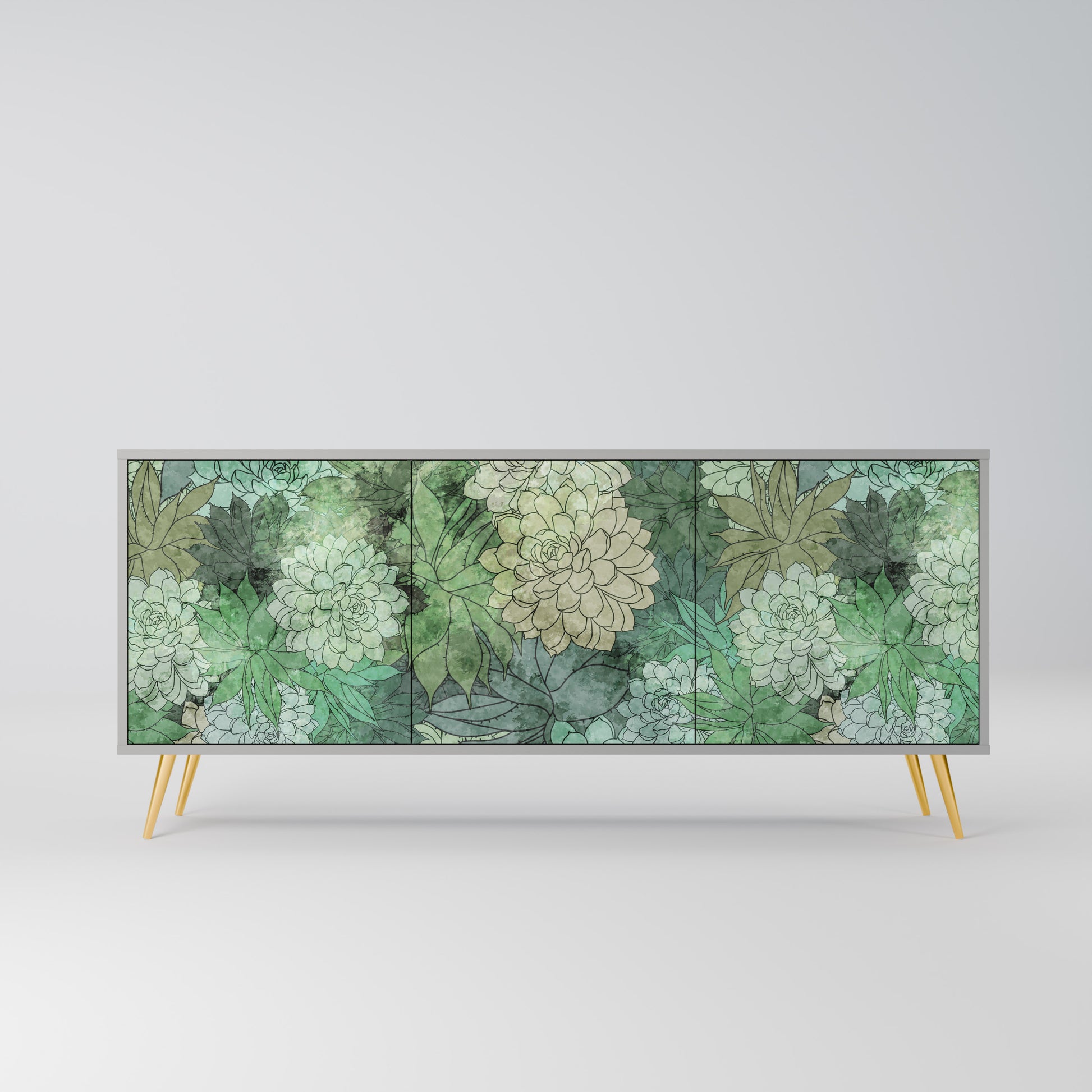 Aparador de 3 puertas SUCCULENT CLUSTER en acabado gris