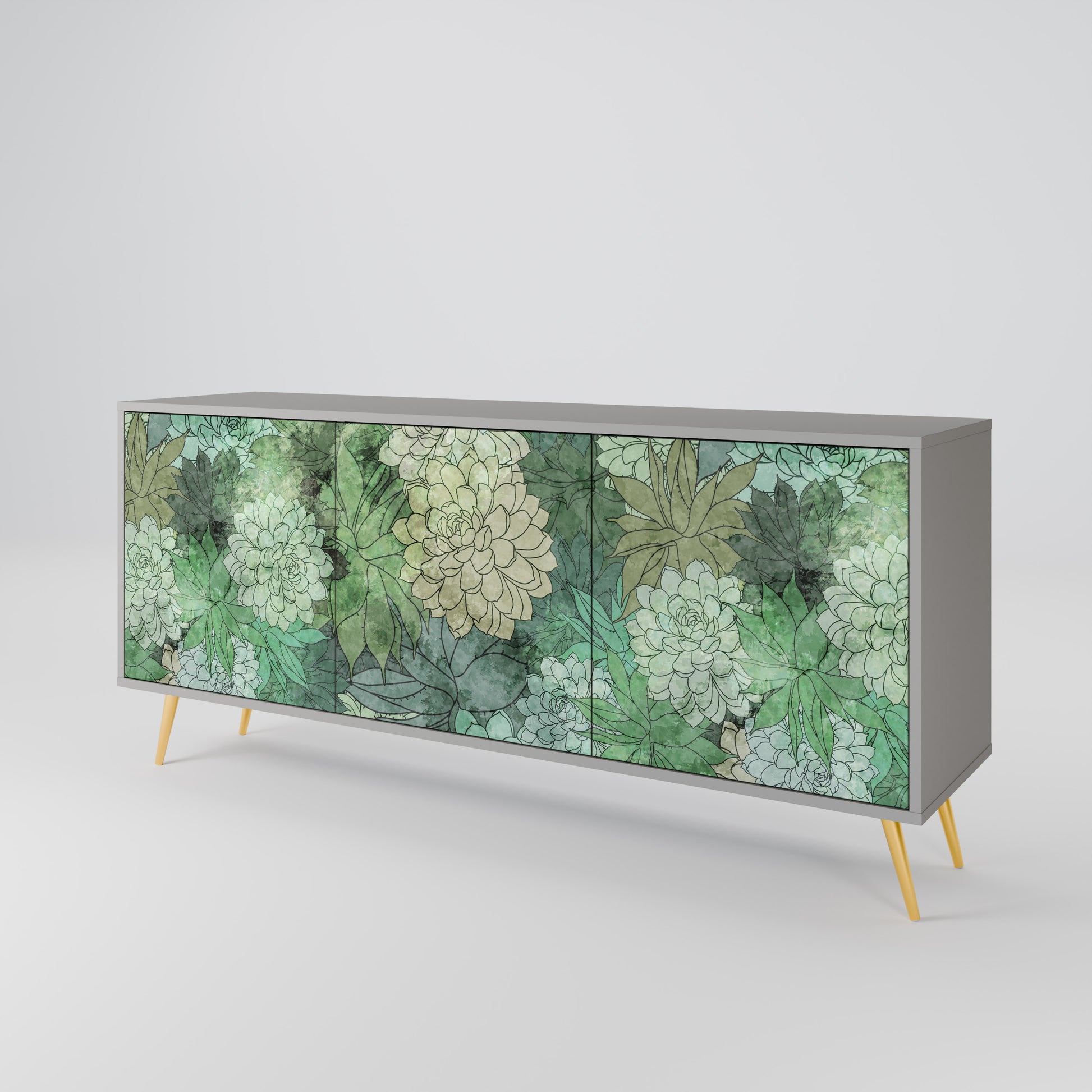 Aparador de 3 puertas SUCCULENT CLUSTER en acabado gris