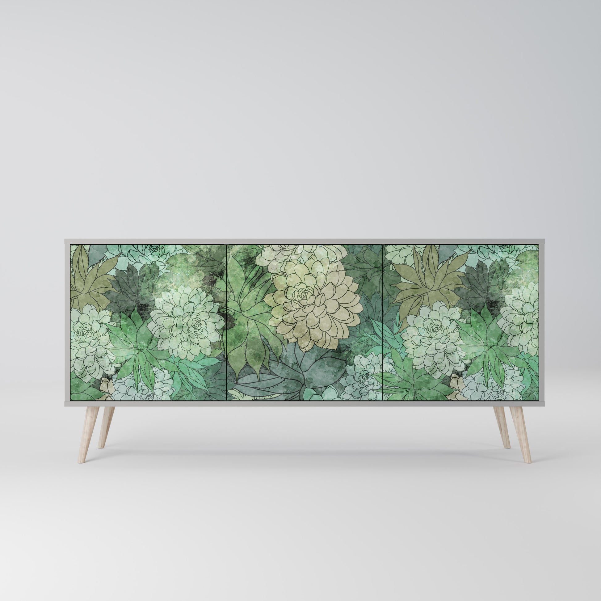 Aparador de 3 puertas SUCCULENT CLUSTER en acabado gris
