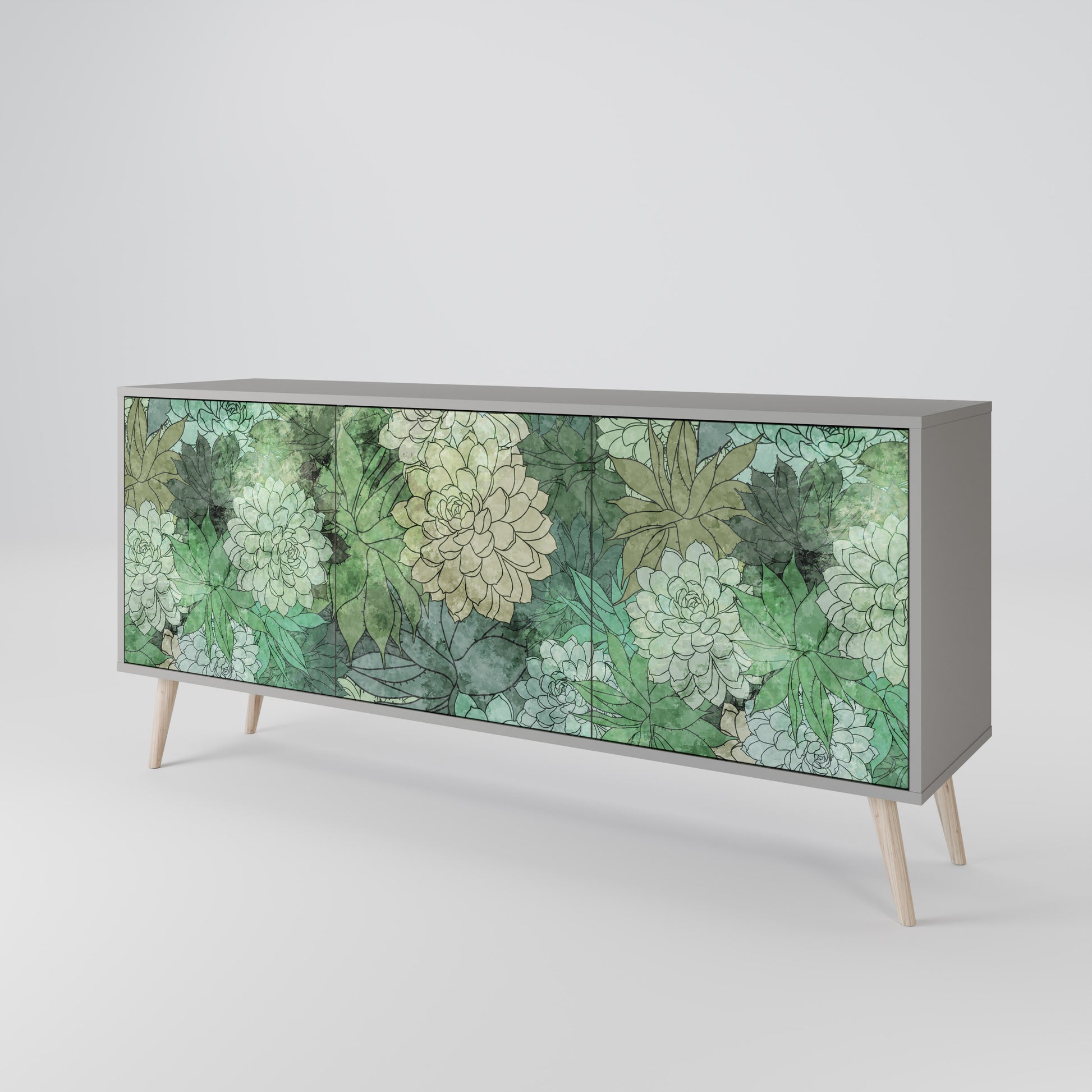 Aparador de 3 puertas SUCCULENT CLUSTER en acabado gris