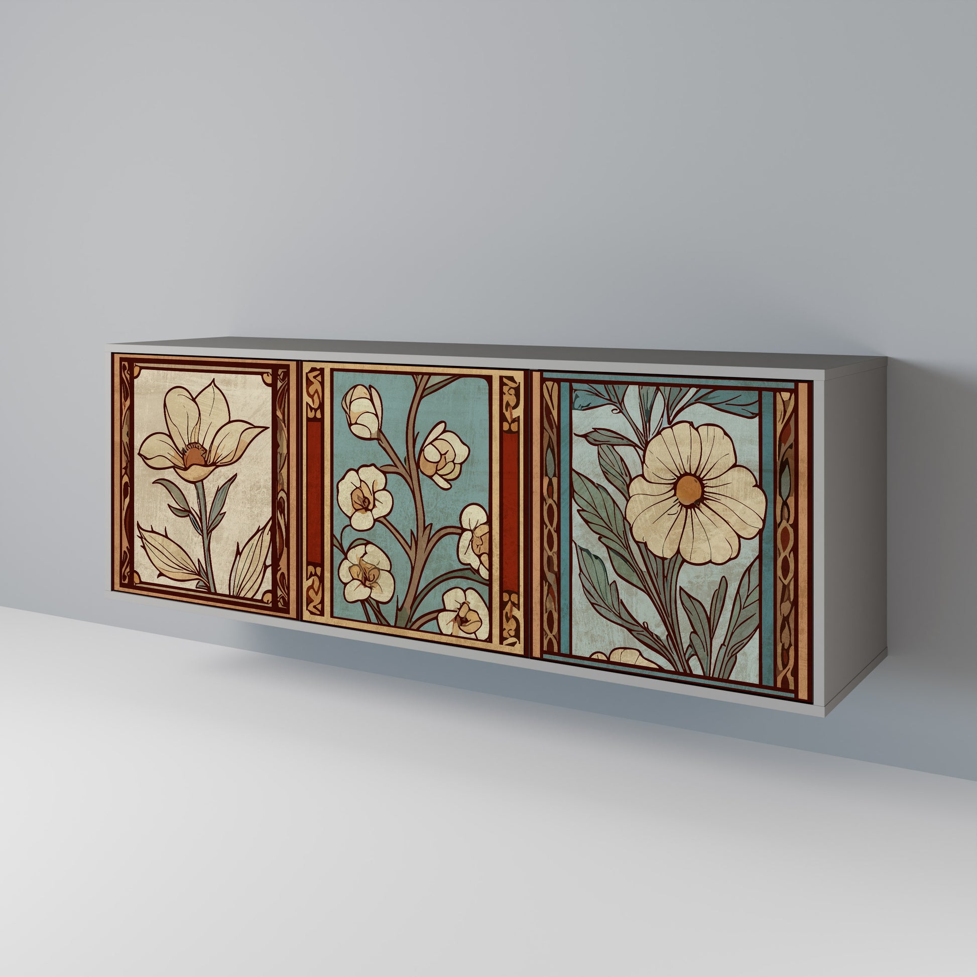 Aparador TIMELESS FLORA de 3 puertas en acabado gris