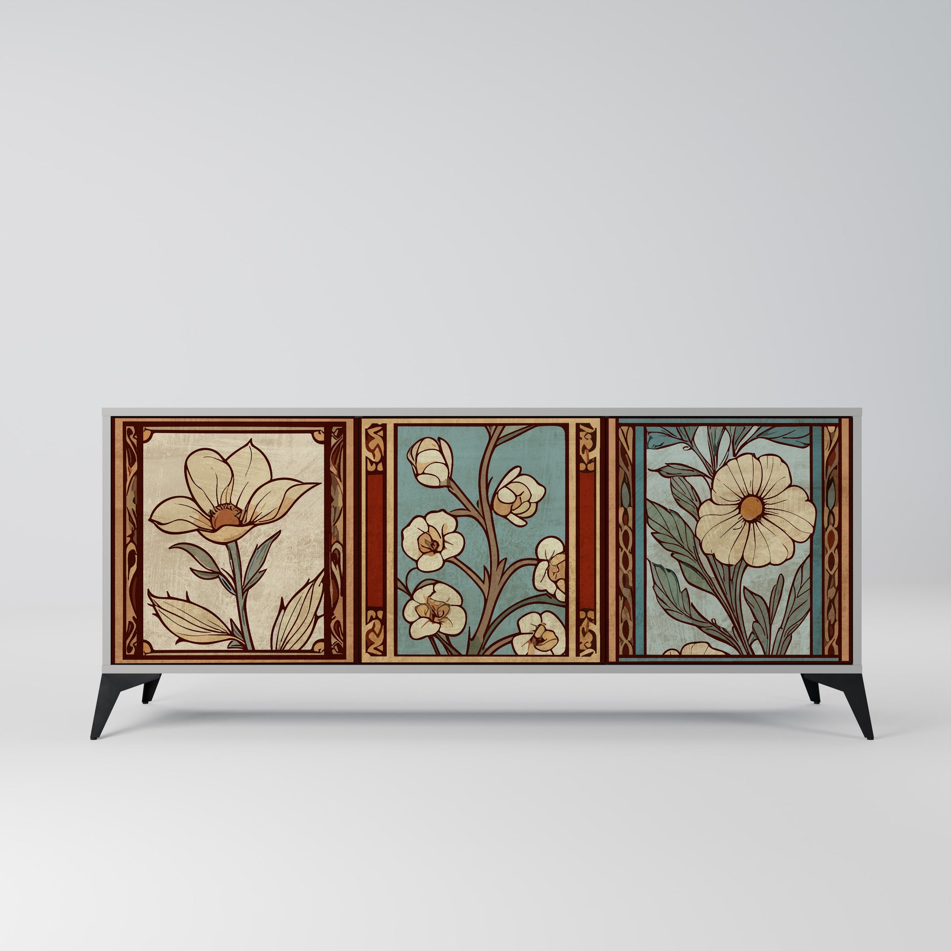 Aparador TIMELESS FLORA de 3 puertas en acabado gris
