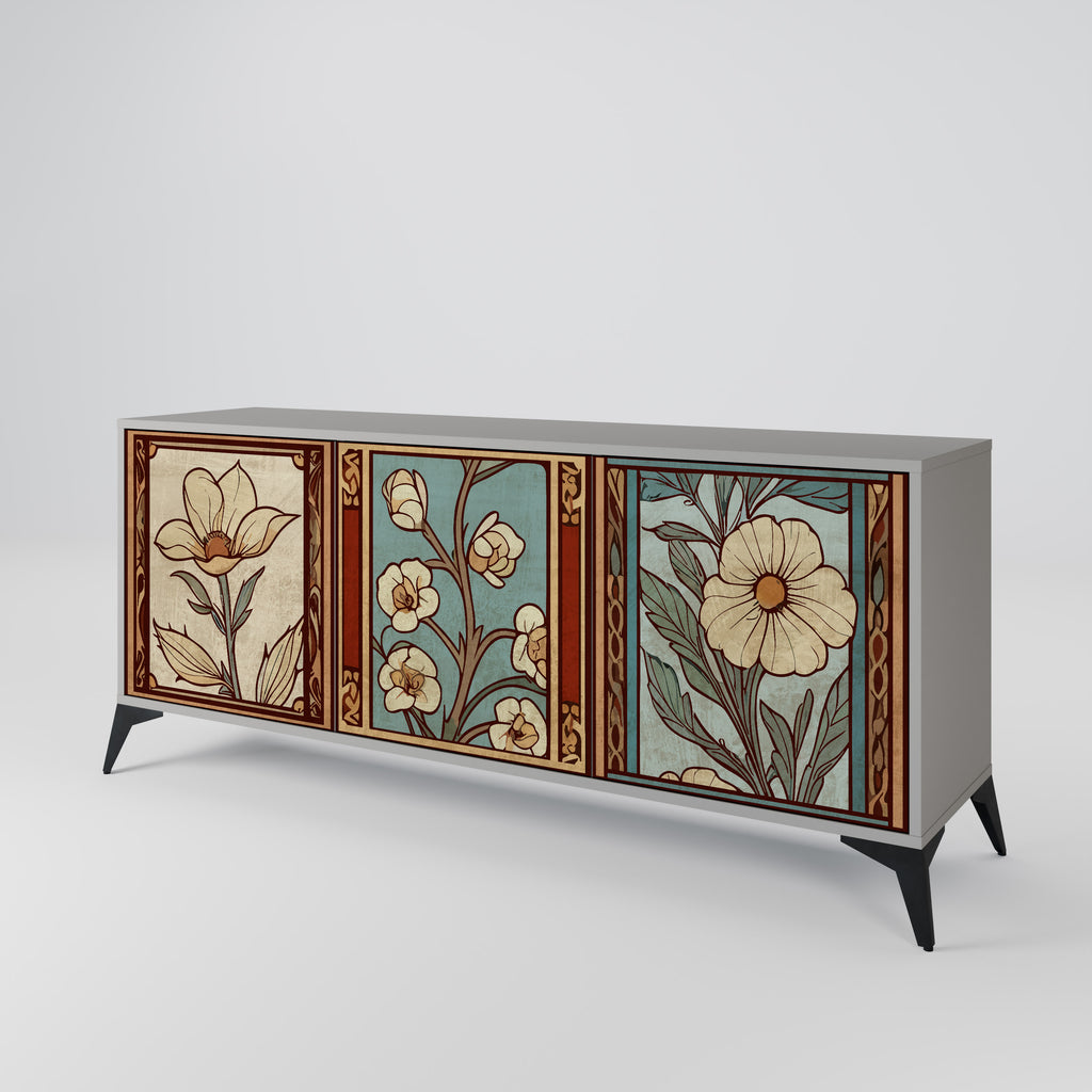 TIMELESS FLORA 3-Door Sideboard in Grey Finish