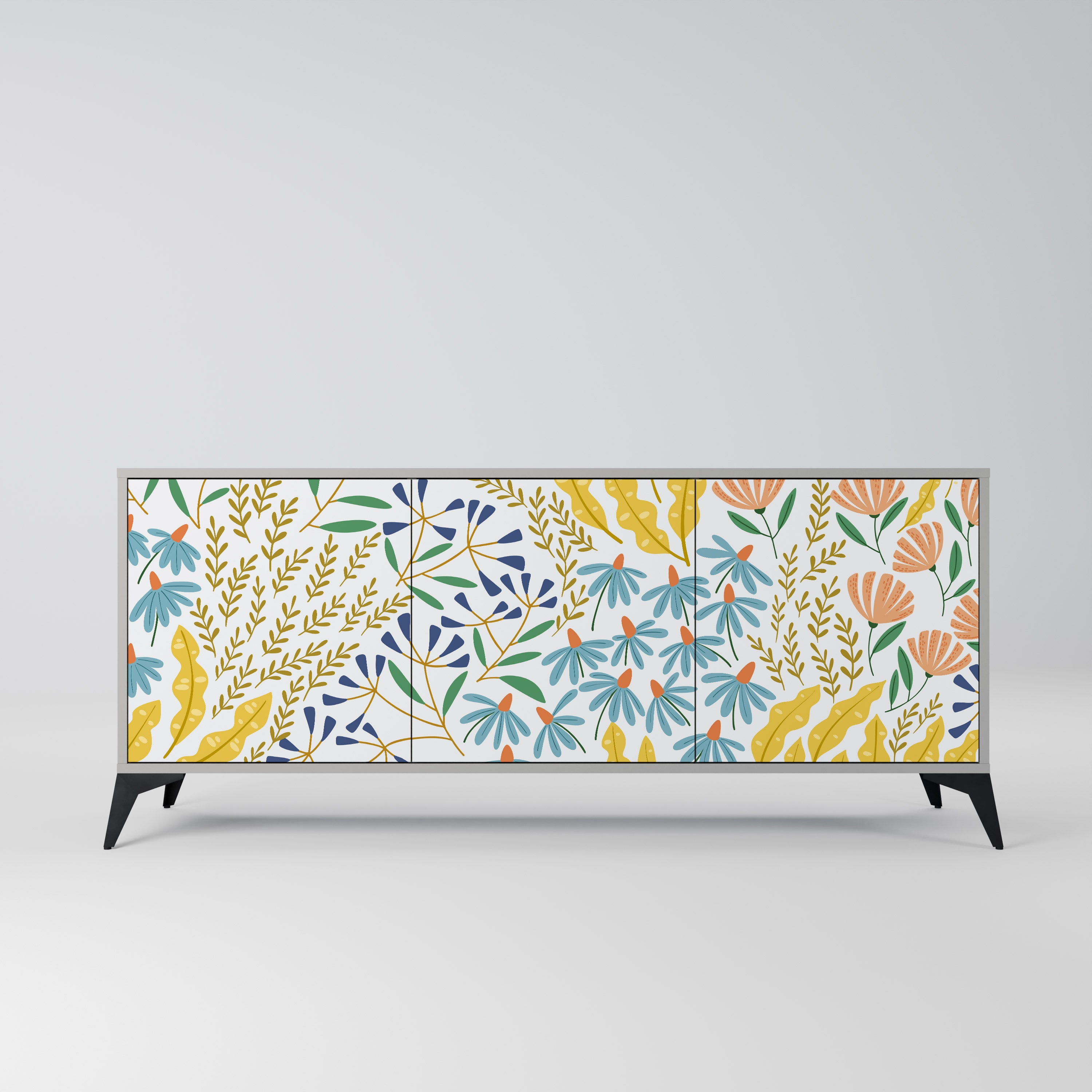 HELLO SPRING 3-Door Sideboard in Grey Finish