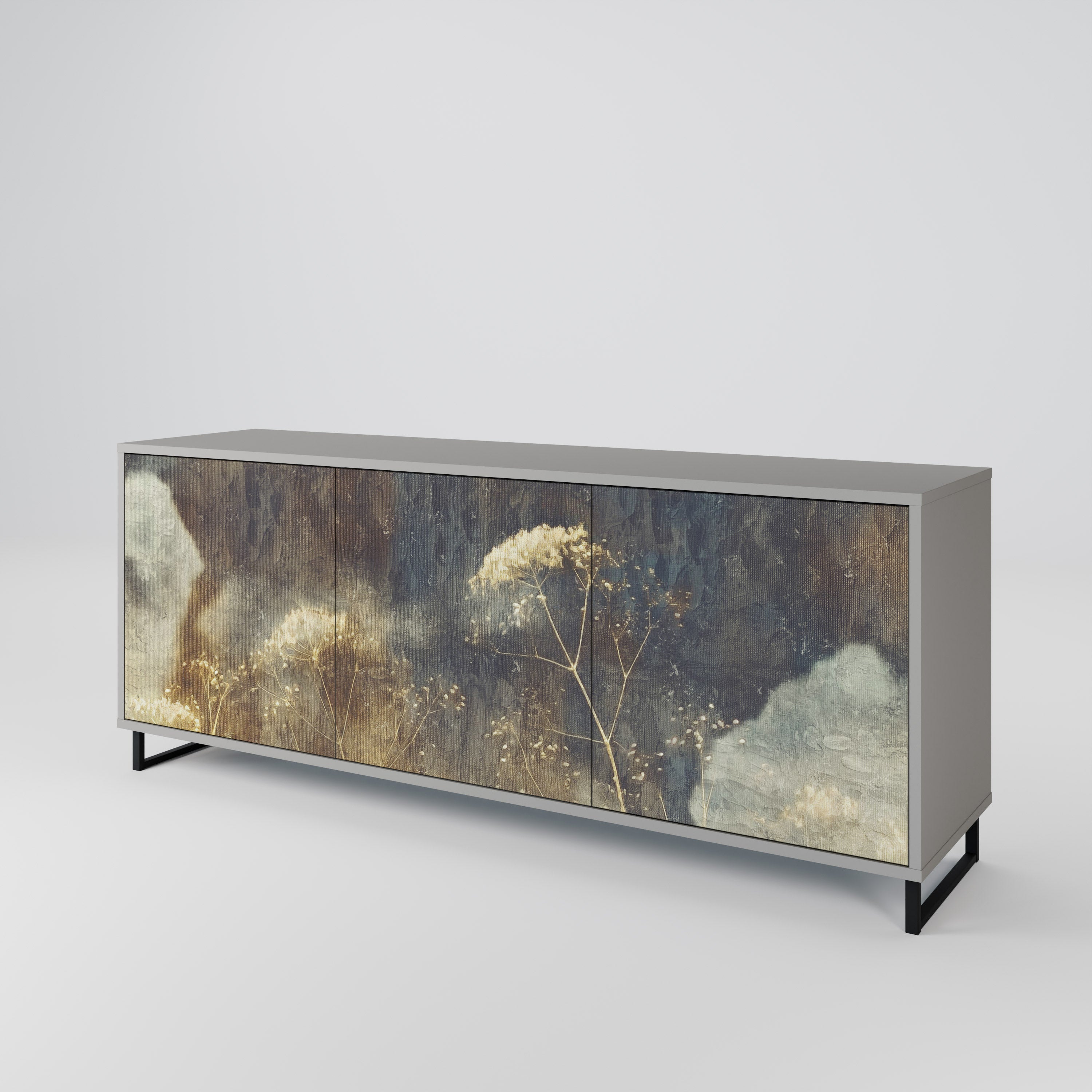 GENTLE POWER 3-Door Sideboard in Grey Finish