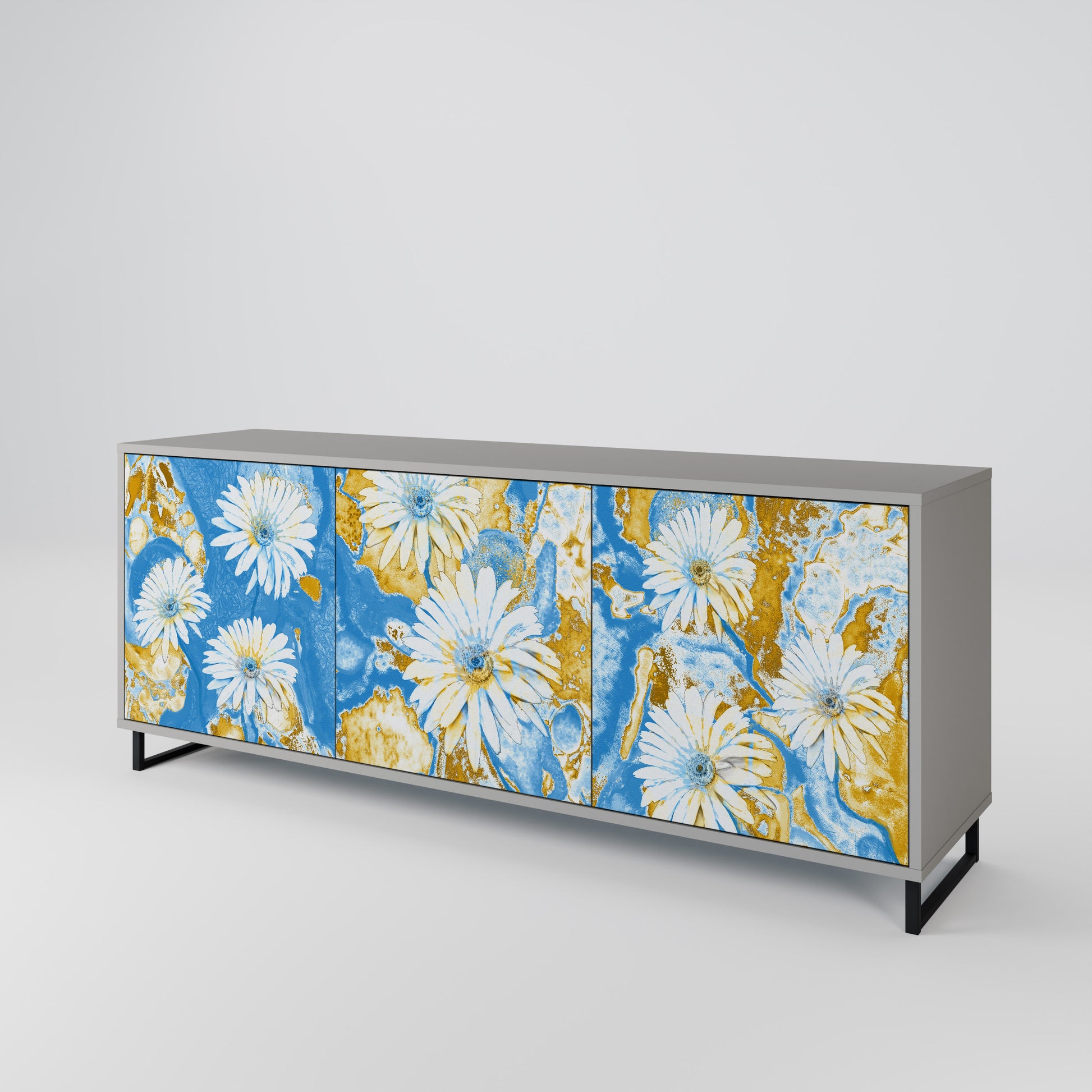 Aparador DAISY LUXE de 3 puertas en acabado gris