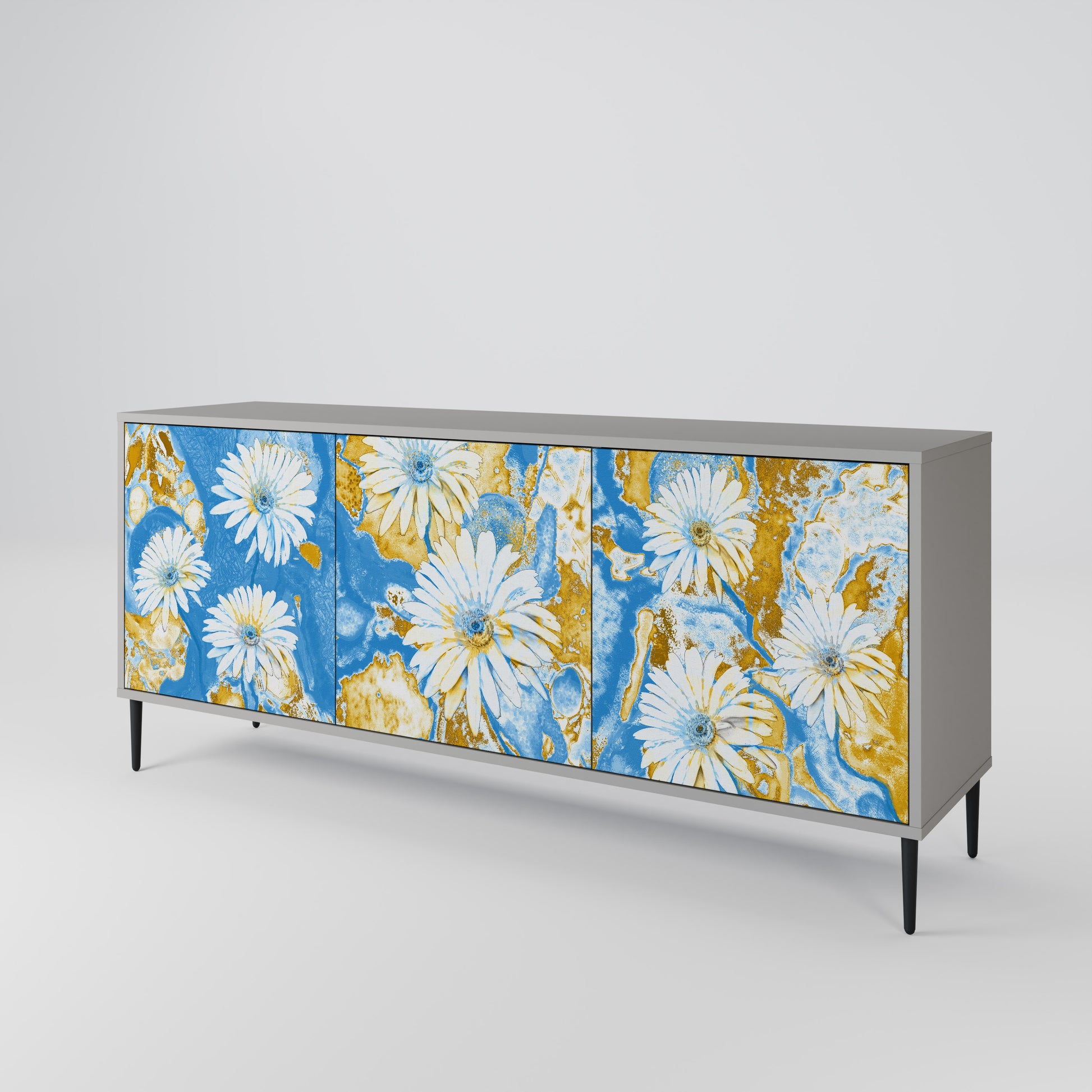 Aparador DAISY LUXE de 3 puertas en acabado gris