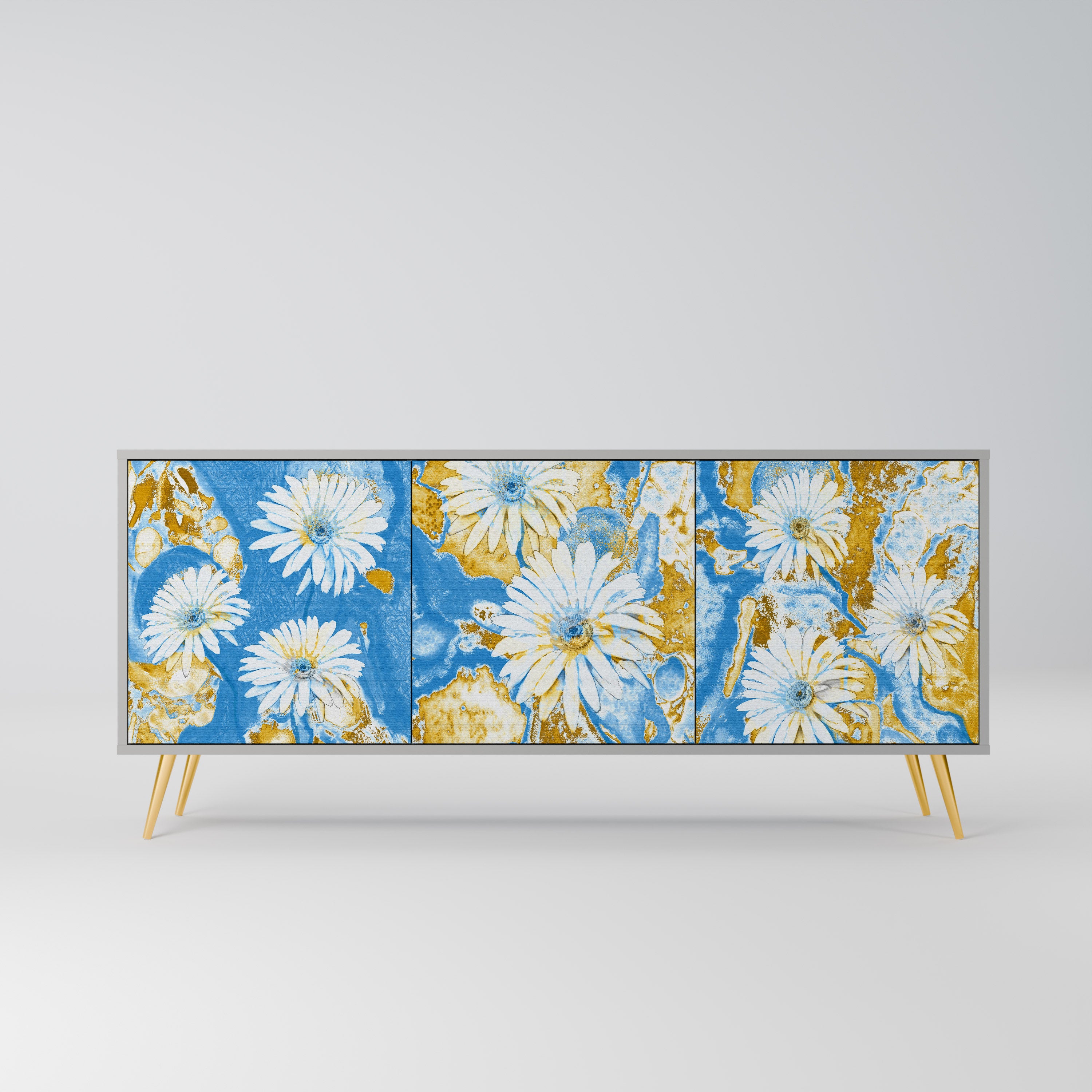 DAISY LUXE 3-Door Sideboard in Grey Finish