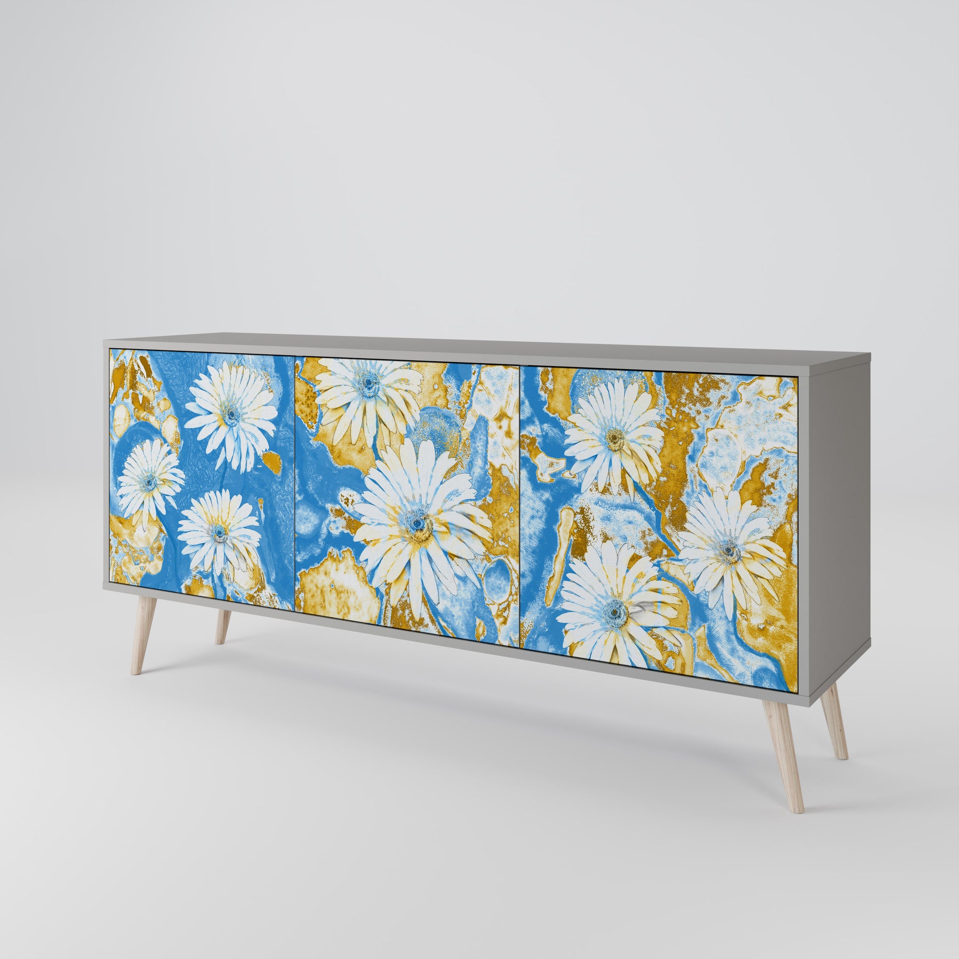 Aparador DAISY LUXE de 3 puertas en acabado gris