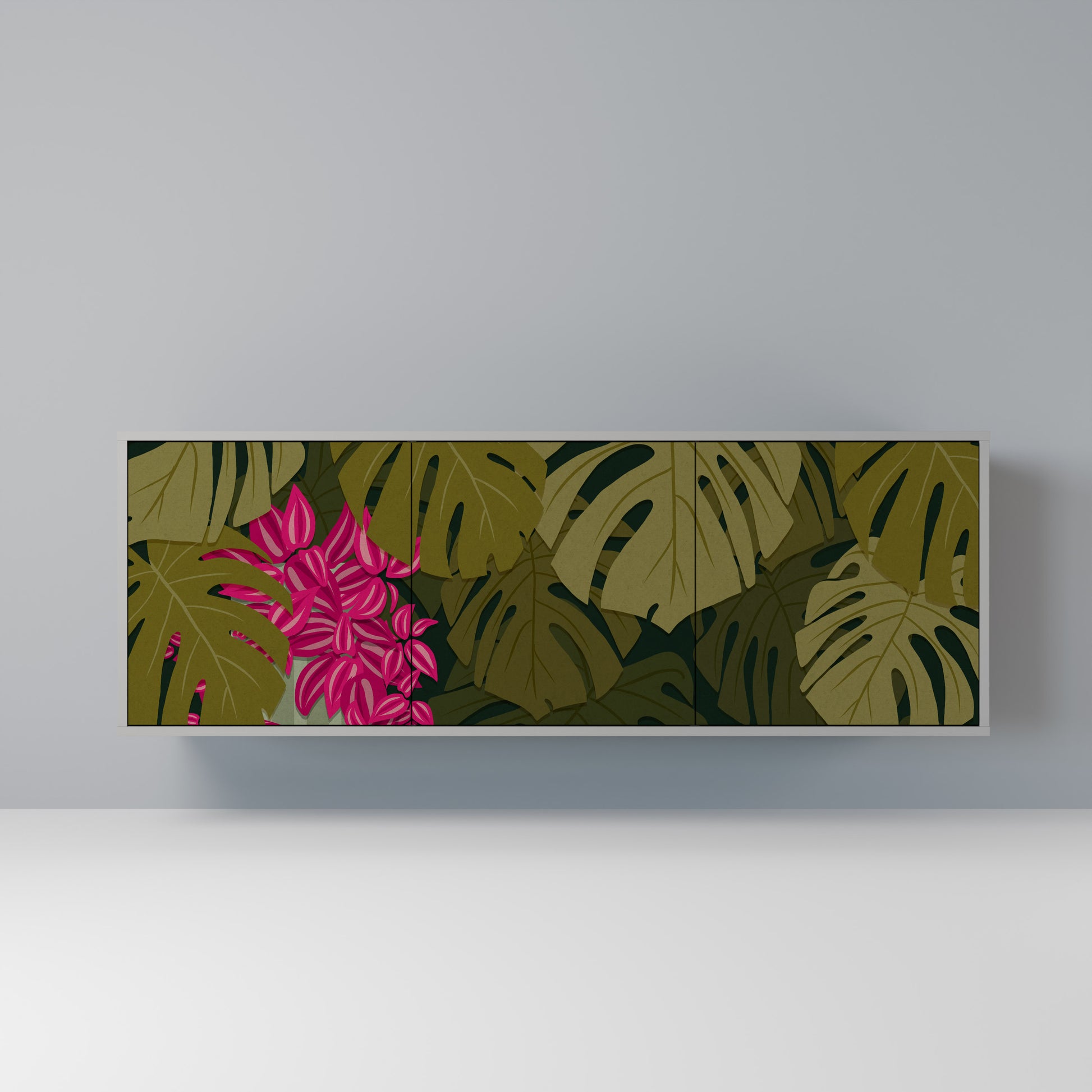 Aparador TROPICAL BEAUTY de 3 puertas en acabado gris
