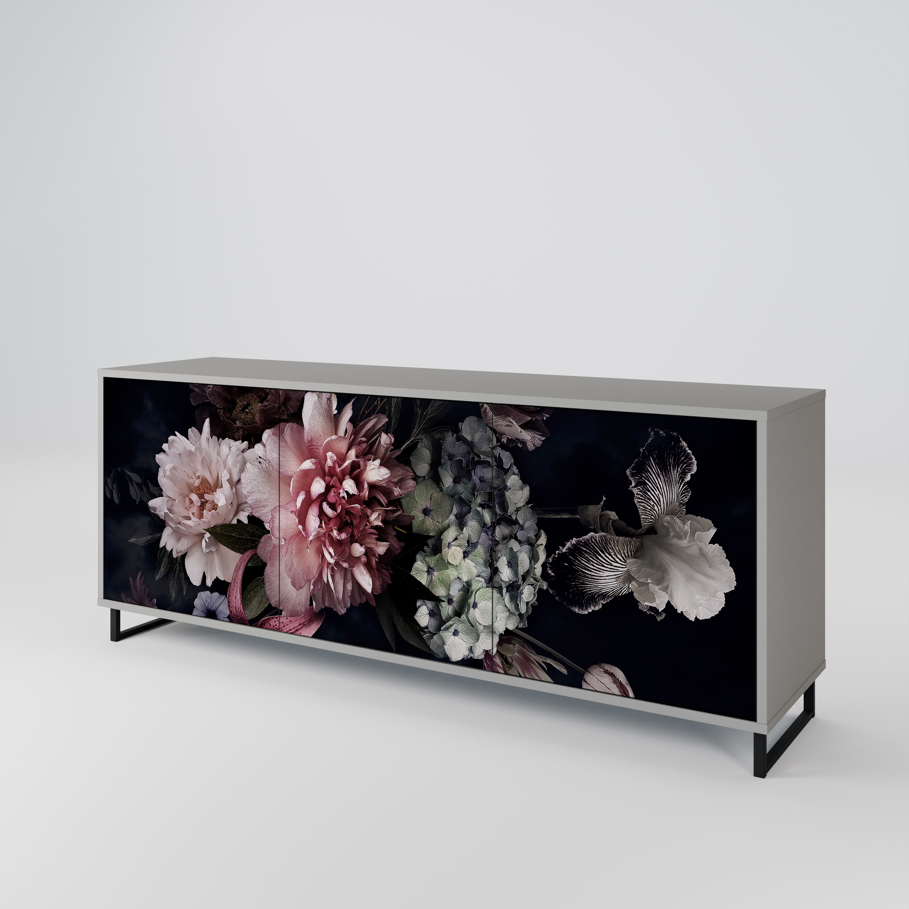 PURE BLOSSOM 3-Door Sideboard in Grey Finish