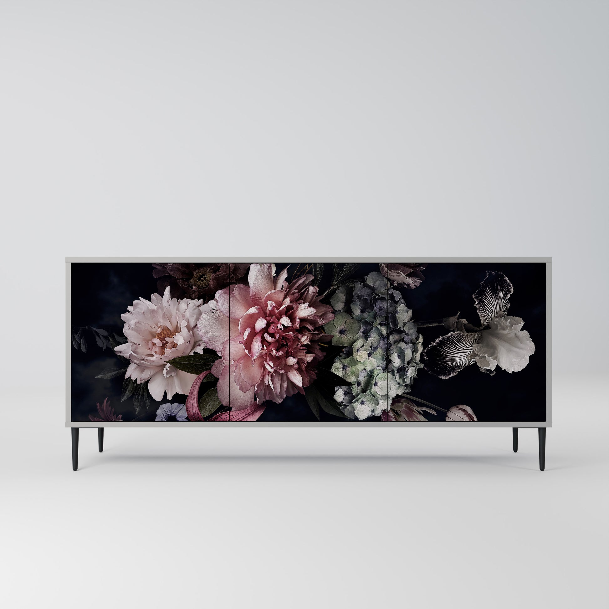 Aparador PURE BLOSSOM de 3 puertas en acabado gris