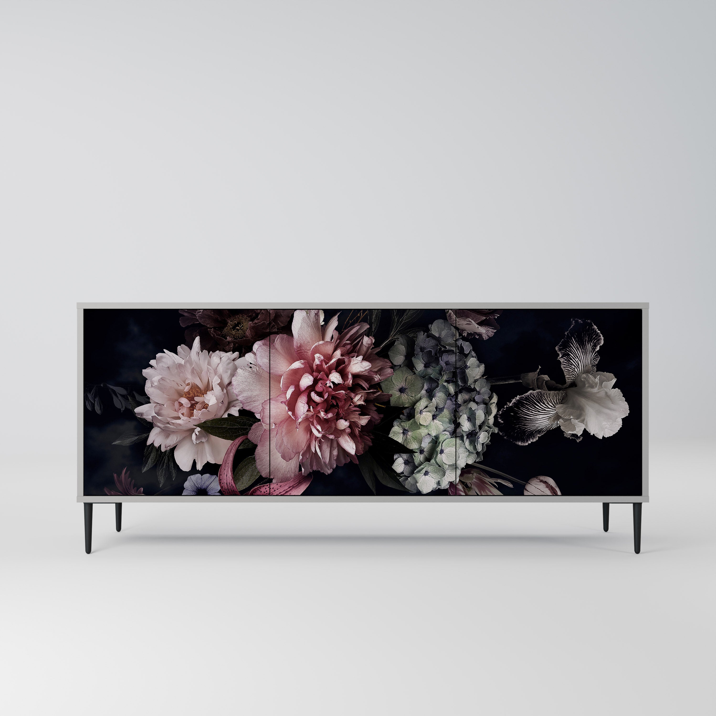 PURE BLOSSOM 3-Door Sideboard in Grey Finish