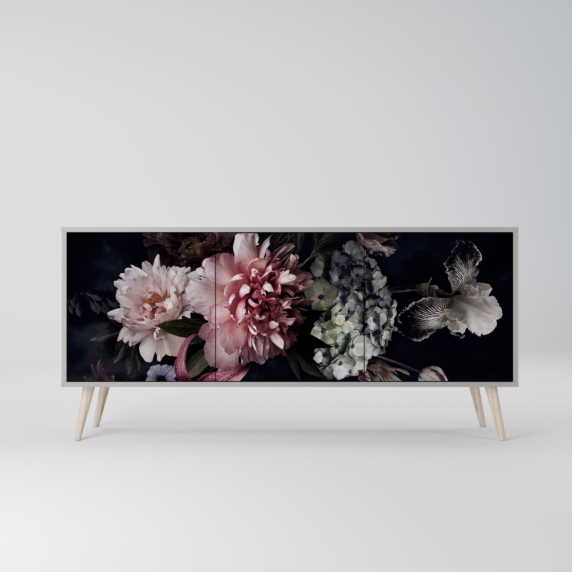Aparador PURE BLOSSOM de 3 puertas en acabado gris