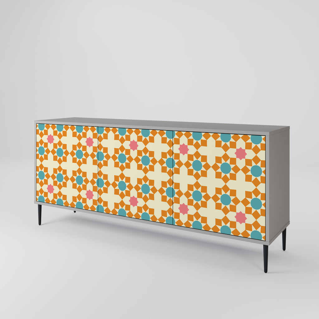 Aparador de 3 puertas FLORAL DECOR en acabado gris