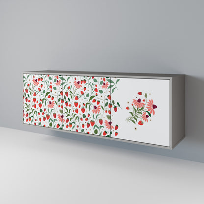 FLOWERS AND STRAWBERRIES Aparador de 3 Puertas