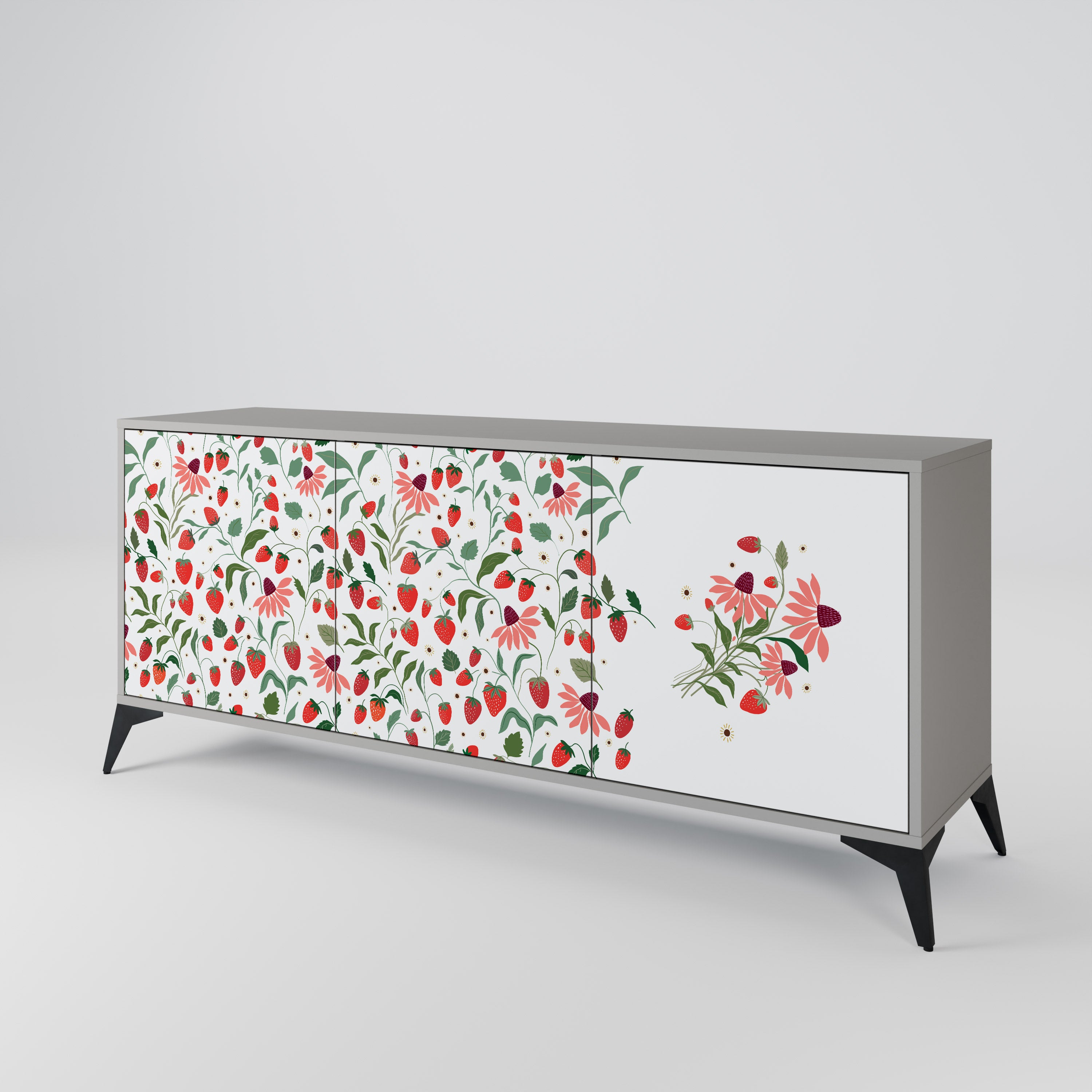 FLOWERS AND STRAWBERRIES 3-Door Sideboard