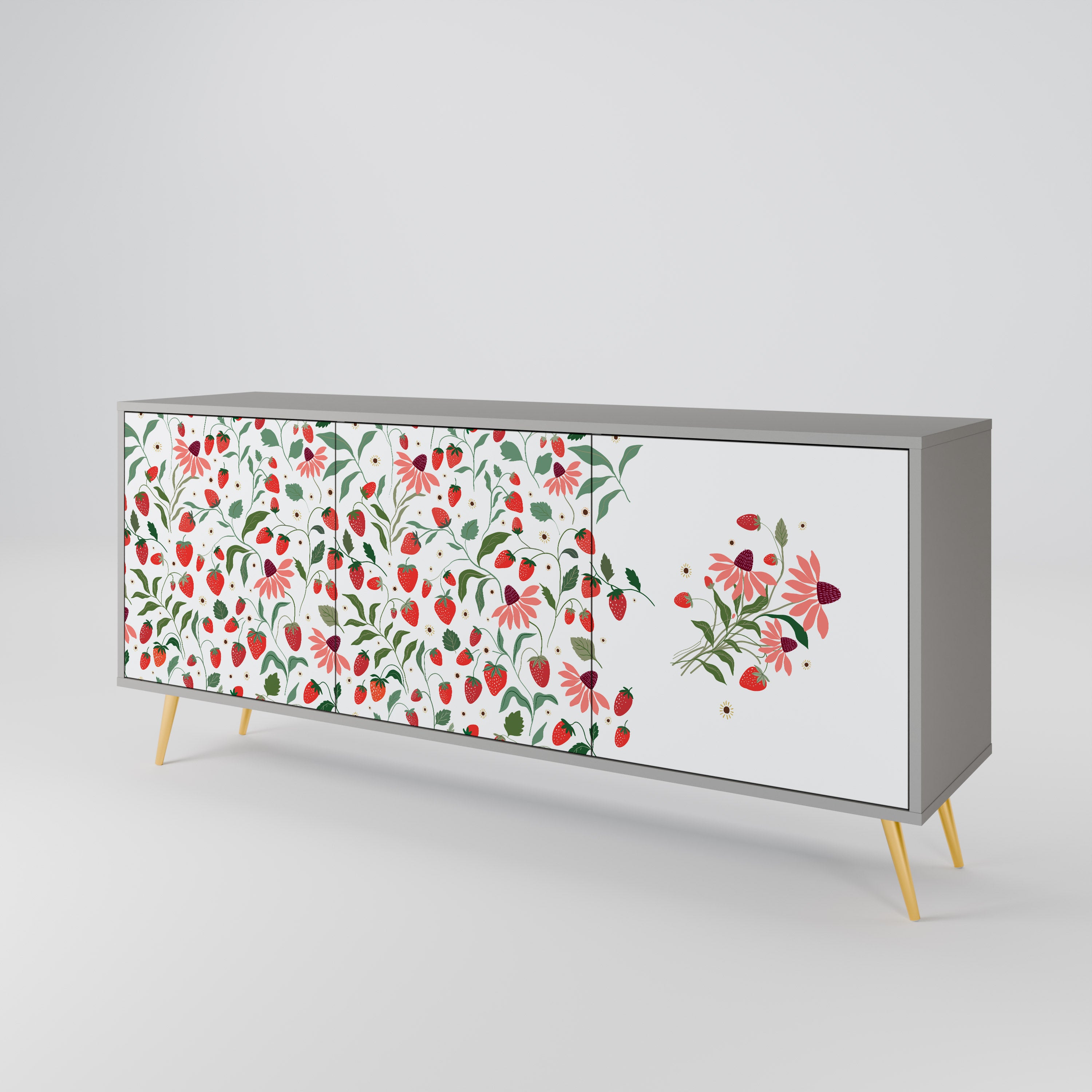 FLOWERS AND STRAWBERRIES 3-Door Sideboard