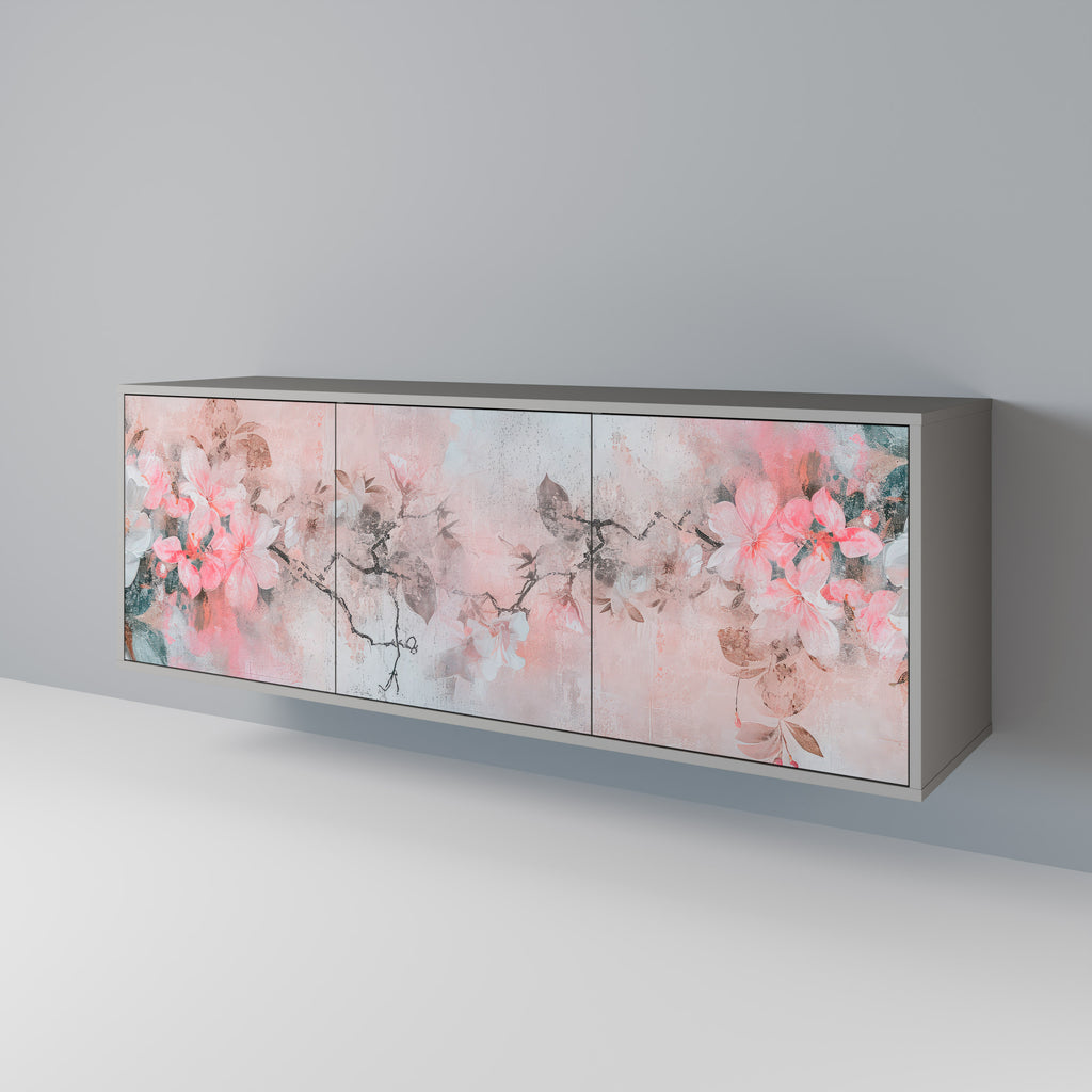 Aparador de 3 puertas CHERRY BLOSSOM en acabado gris