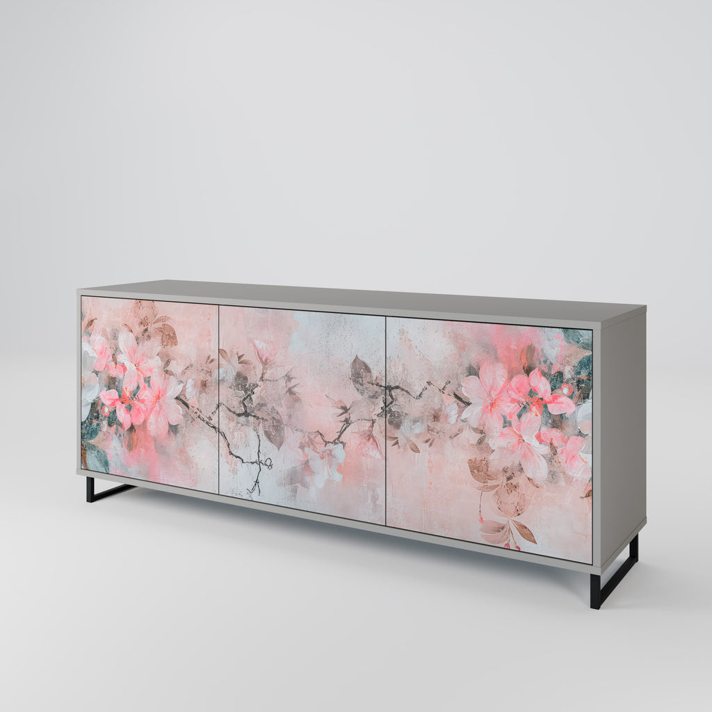 Aparador de 3 puertas CHERRY BLOSSOM en acabado gris
