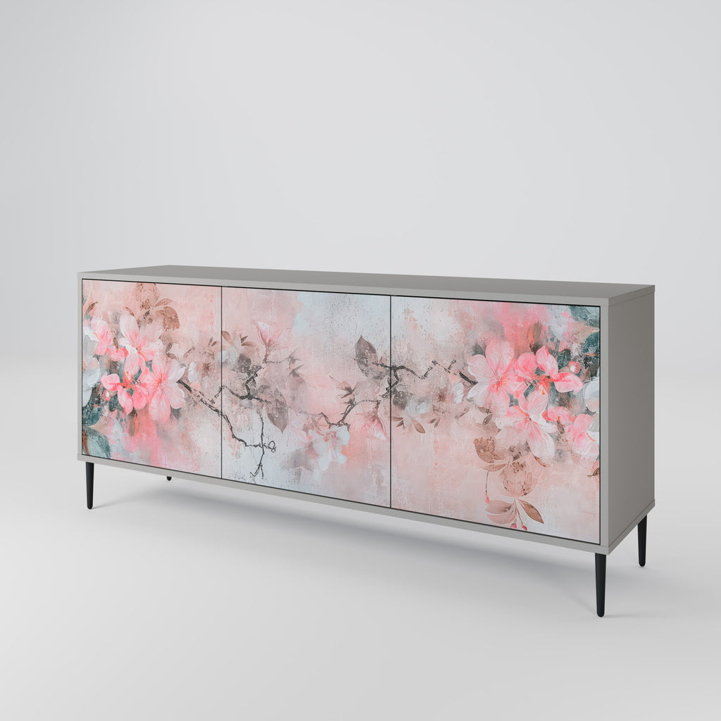 Aparador de 3 puertas CHERRY BLOSSOM en acabado gris