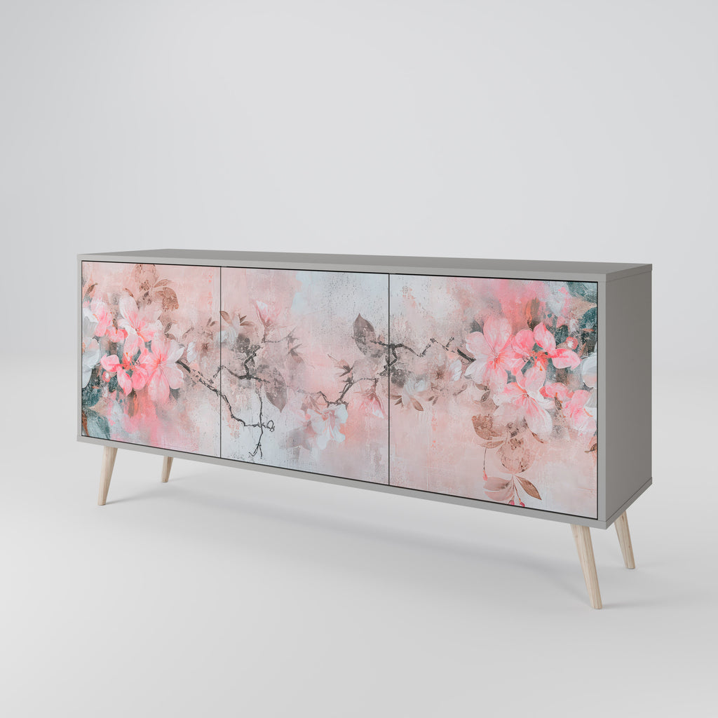 Aparador de 3 puertas CHERRY BLOSSOM en acabado gris