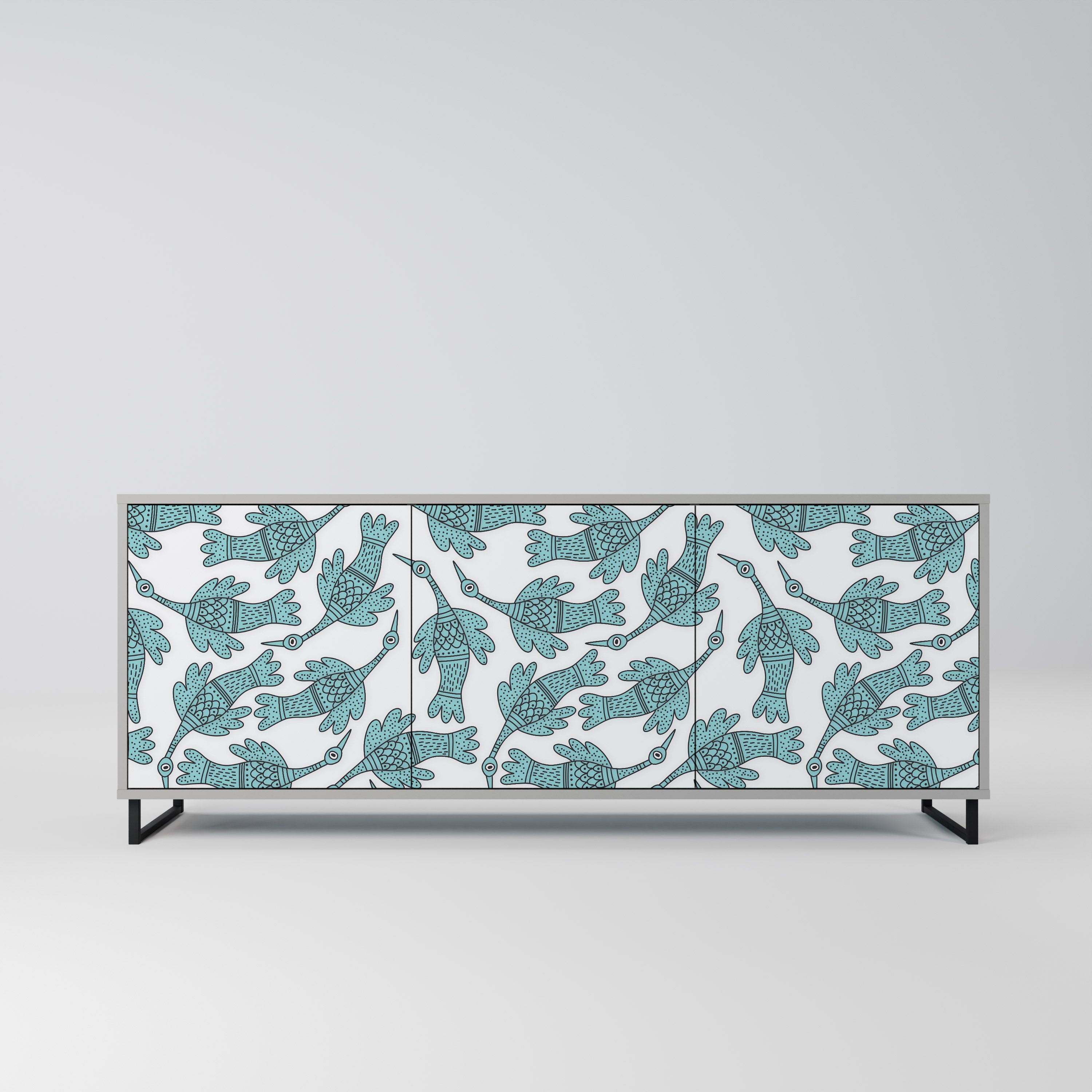 WATERSPOUT SONGIBIRD 3-Door Sideboard in Grey Finish