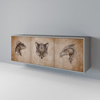 STEAMPUNK CLAN 3-Door Sideboard in Grey Finish