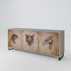 STEAMPUNK CLAN 3-Door Sideboard in Grey Finish