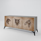 STEAMPUNK CLAN 3-Door Sideboard in Grey Finish