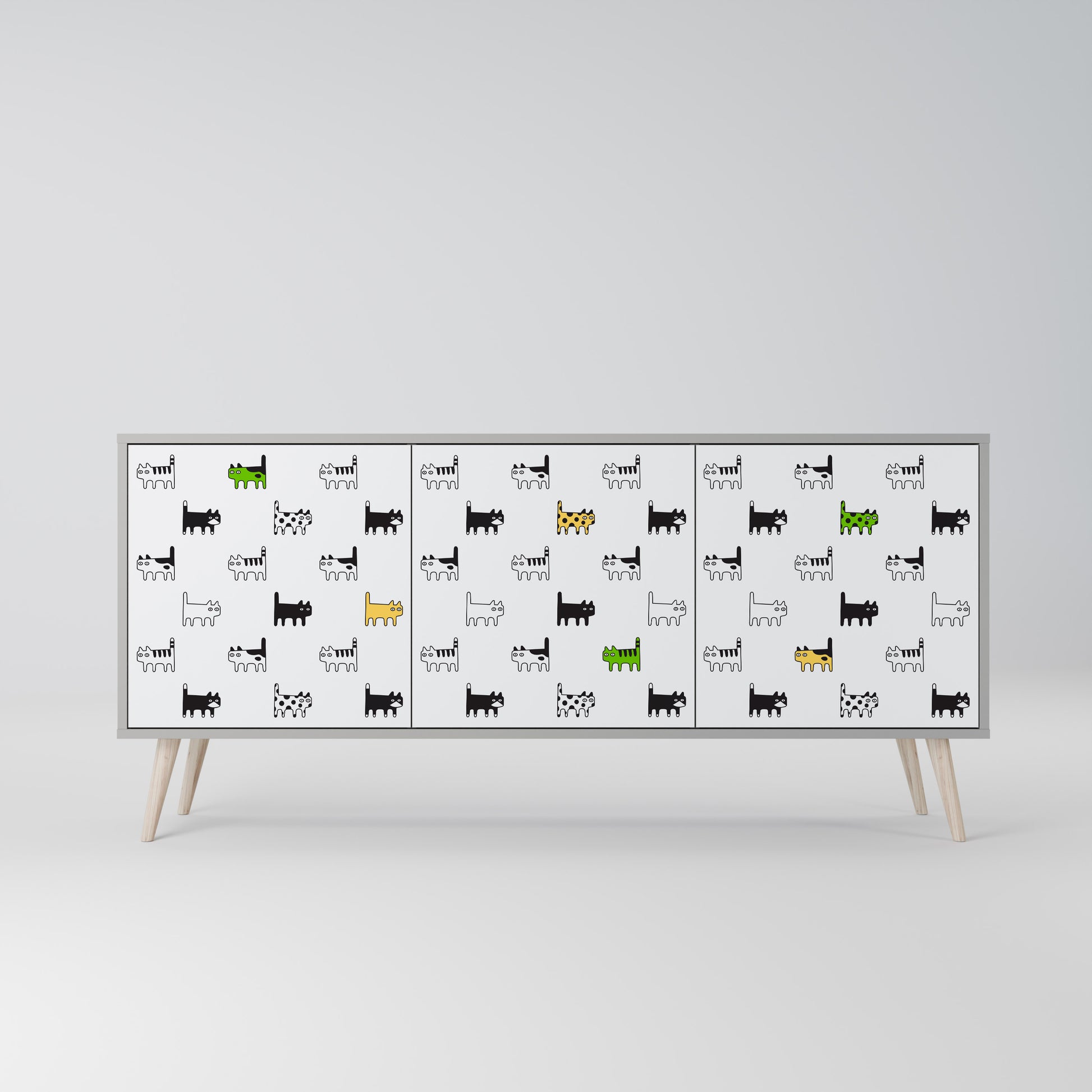 CATS COMPILATION 3-Door Sideboard in Grey Finish