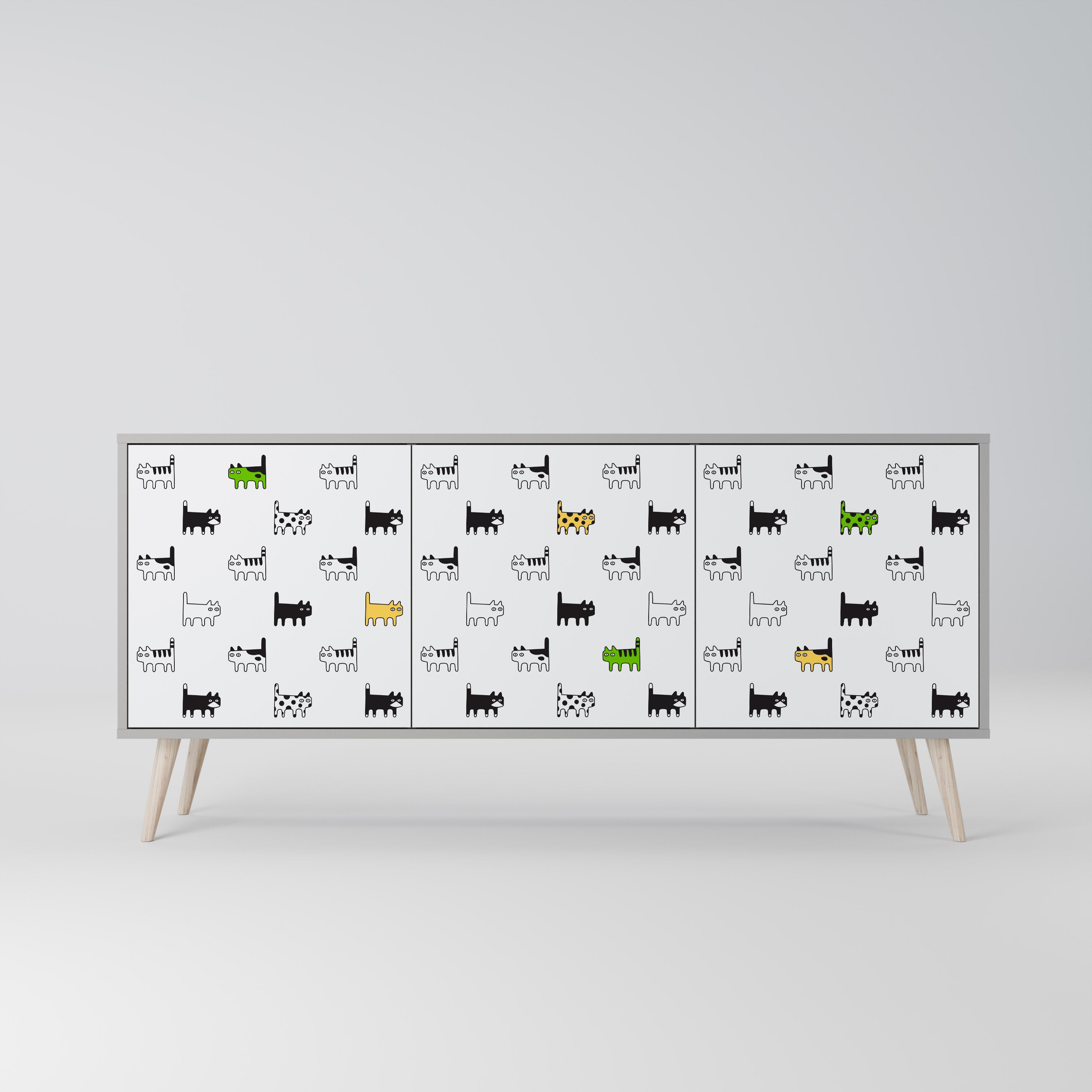 CATS COMPILATION 3-Door Sideboard in Grey Finish