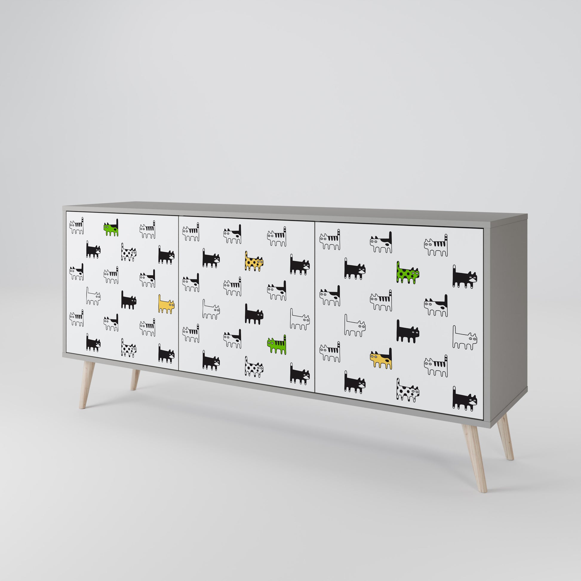 CATS COMPILATION 3-Door Sideboard in Grey Finish