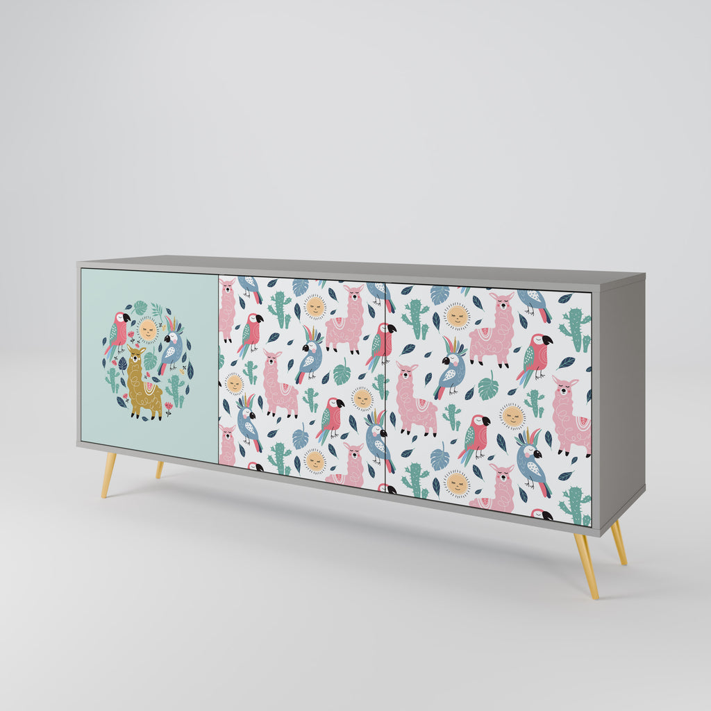 Aparador de 3 puertas COLORFUL ALPACAS en acabado gris