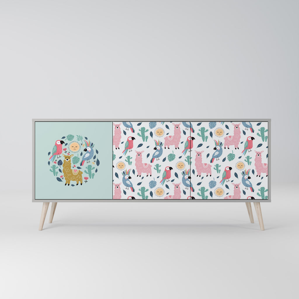 Aparador de 3 puertas COLORFUL ALPACAS en acabado gris