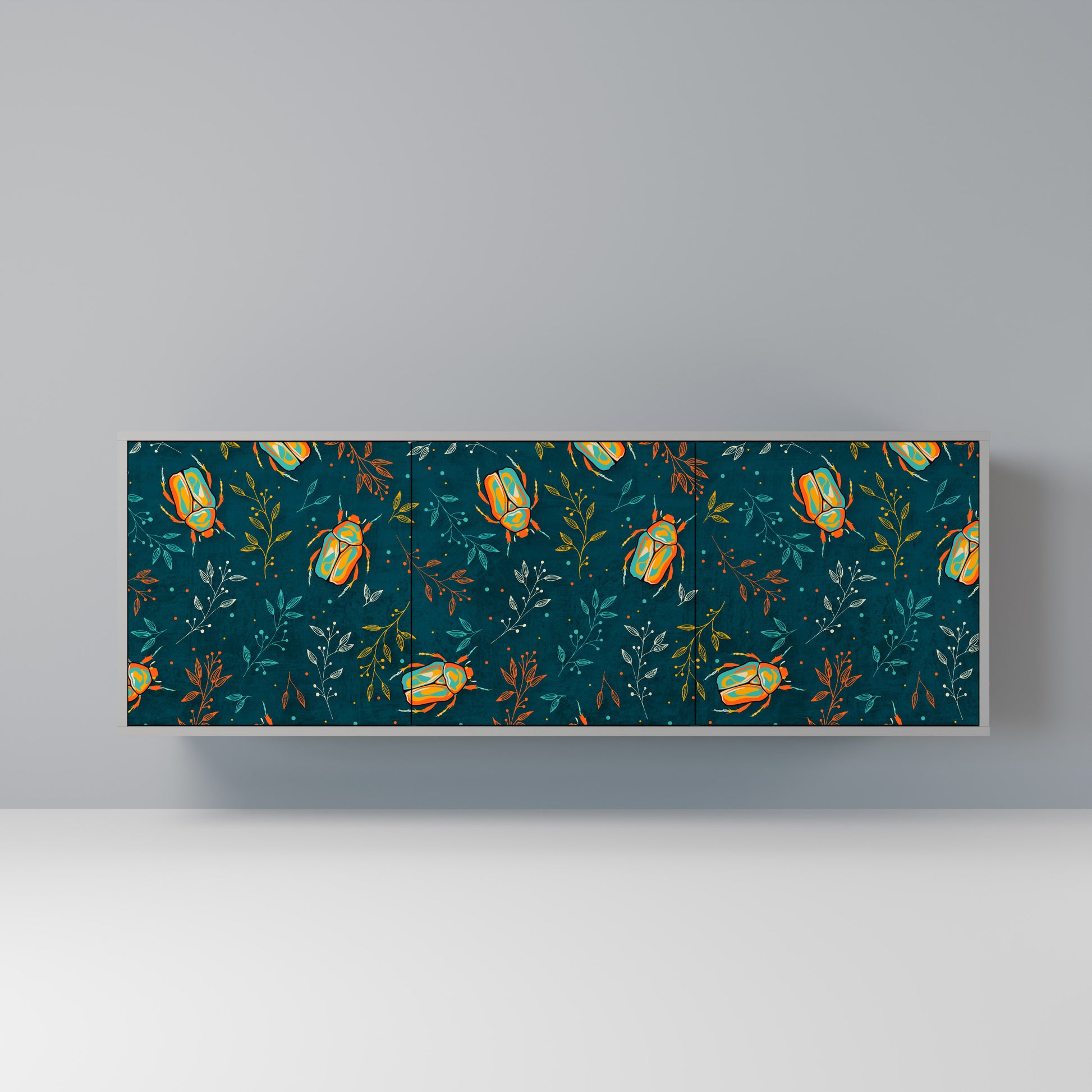 AUTUMN INSECTS 3-Door Sideboard in Grey Finish
