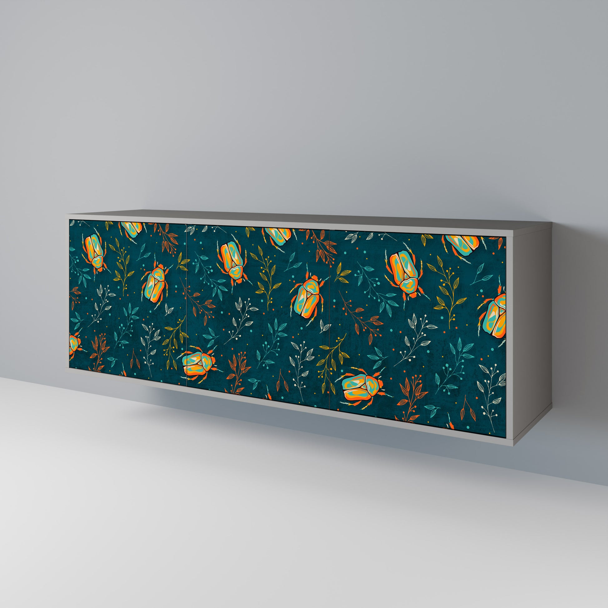 AUTUMN INSECTS 3-Door Sideboard in Grey Finish