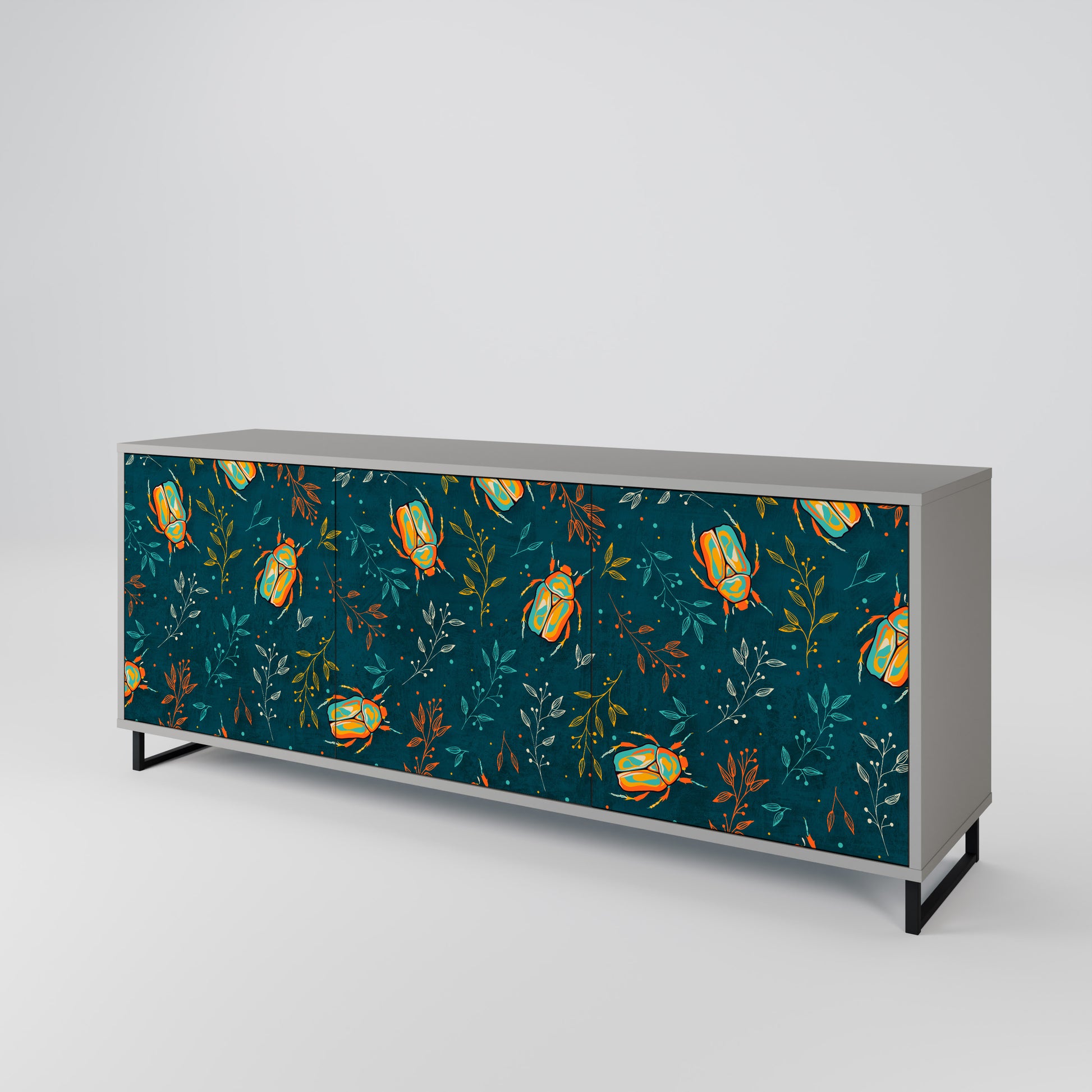 AUTUMN INSECTS 3-Door Sideboard in Grey Finish