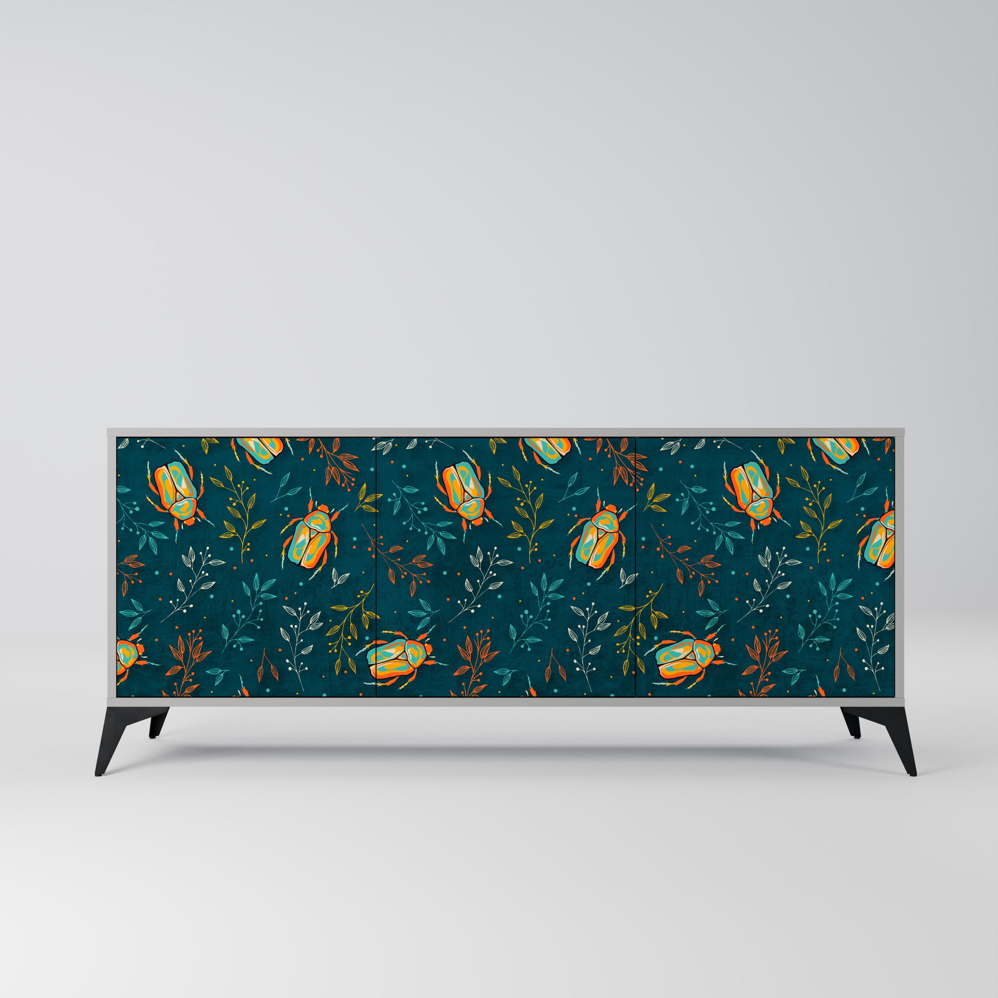 AUTUMN INSECTS 3-Door Sideboard in Grey Finish