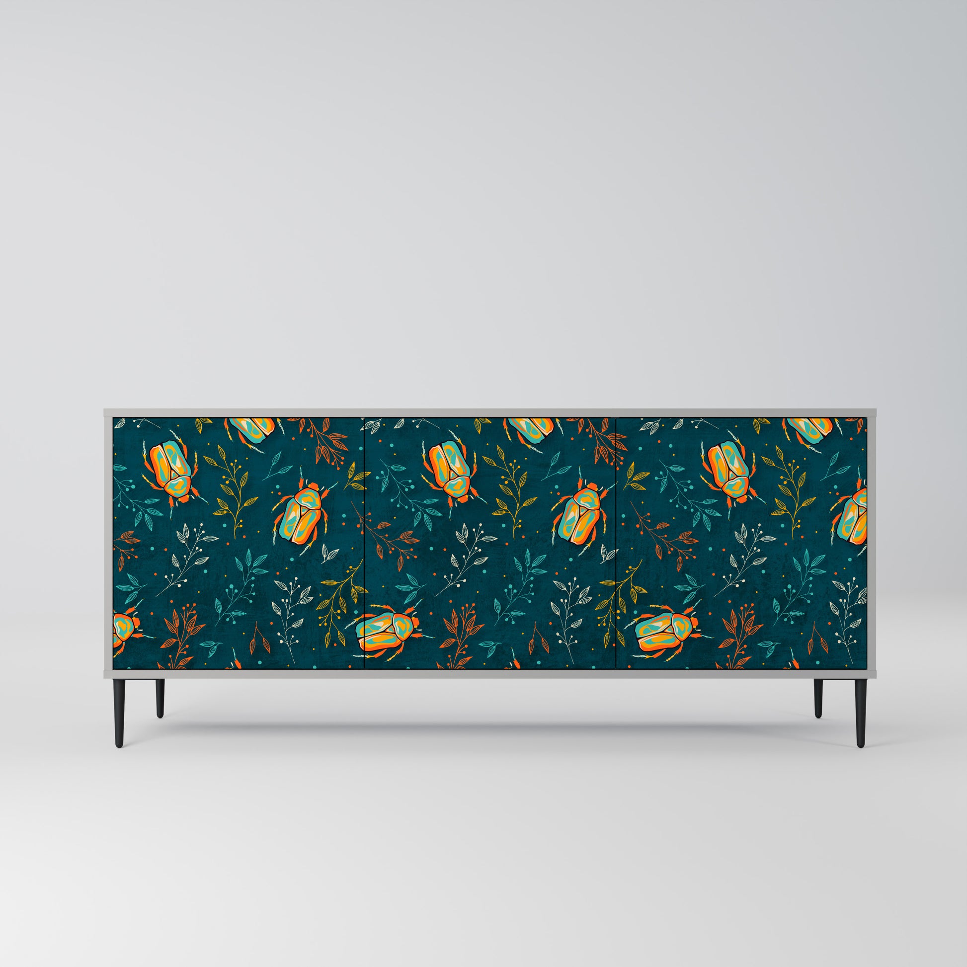 AUTUMN INSECTS 3-Door Sideboard in Grey Finish