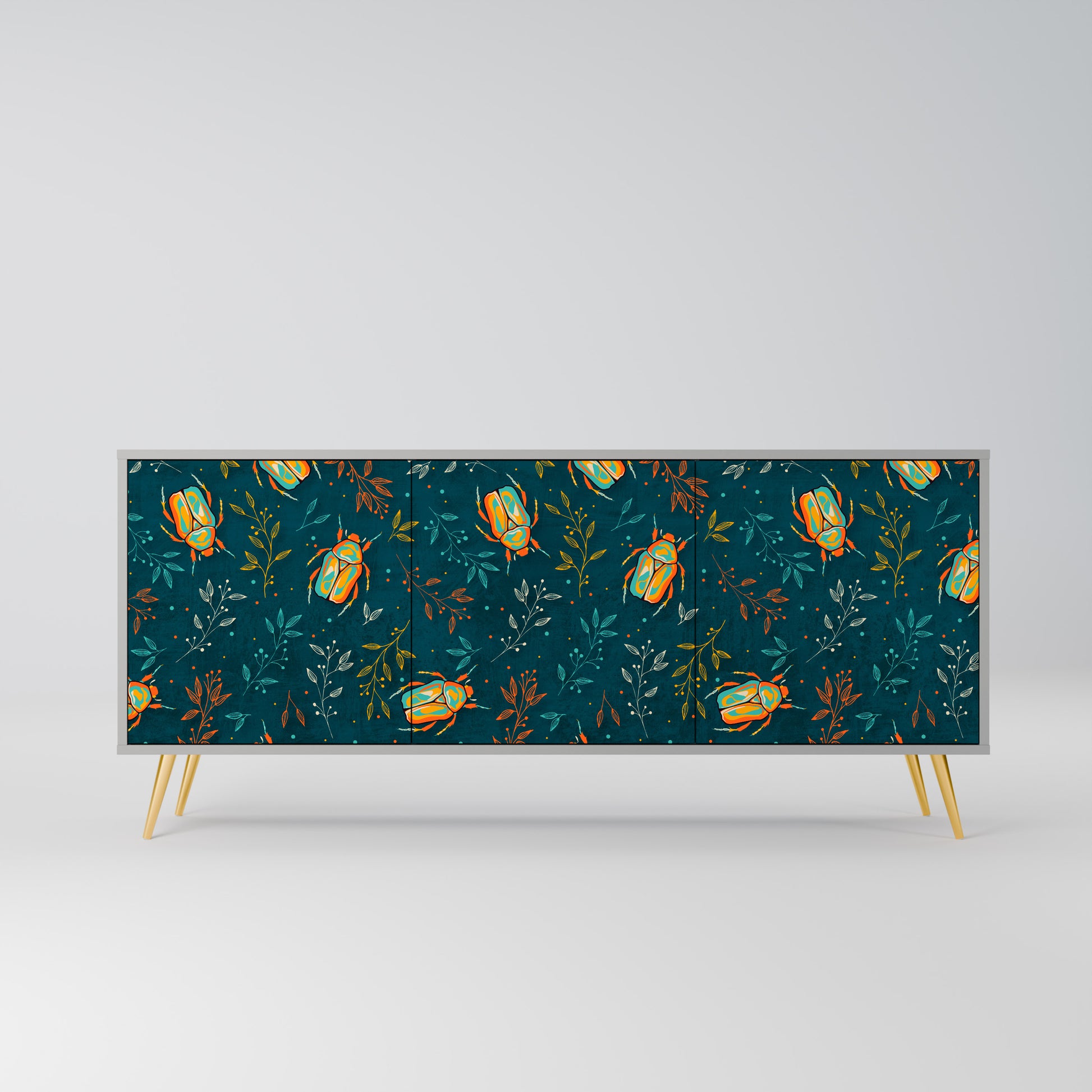 AUTUMN INSECTS 3-Door Sideboard in Grey Finish